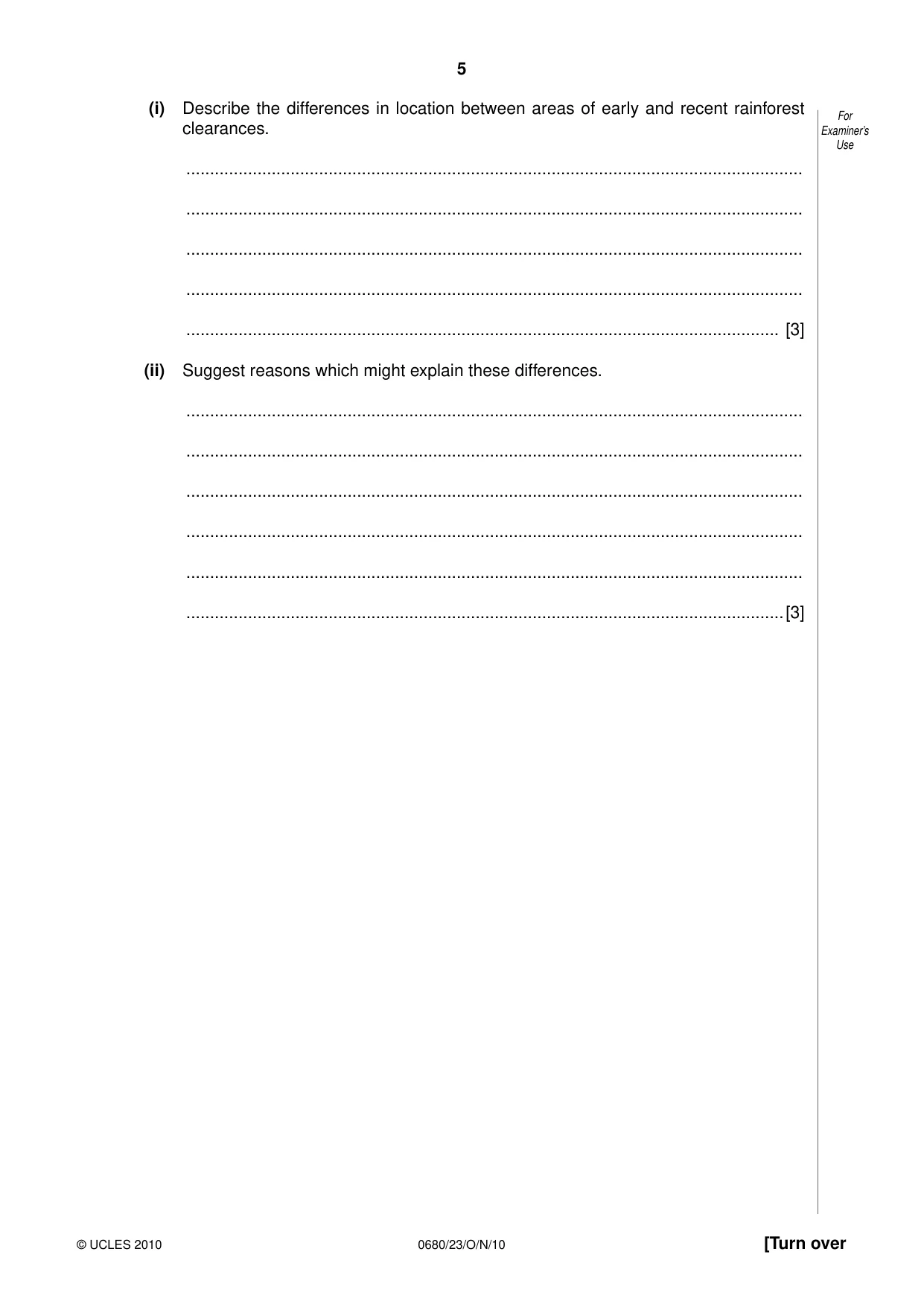 Cambridge IGCSE Environmental Management 0680 2010 Oct/Nov Paper 2 · Variant 3 question paper, page 5 of 20