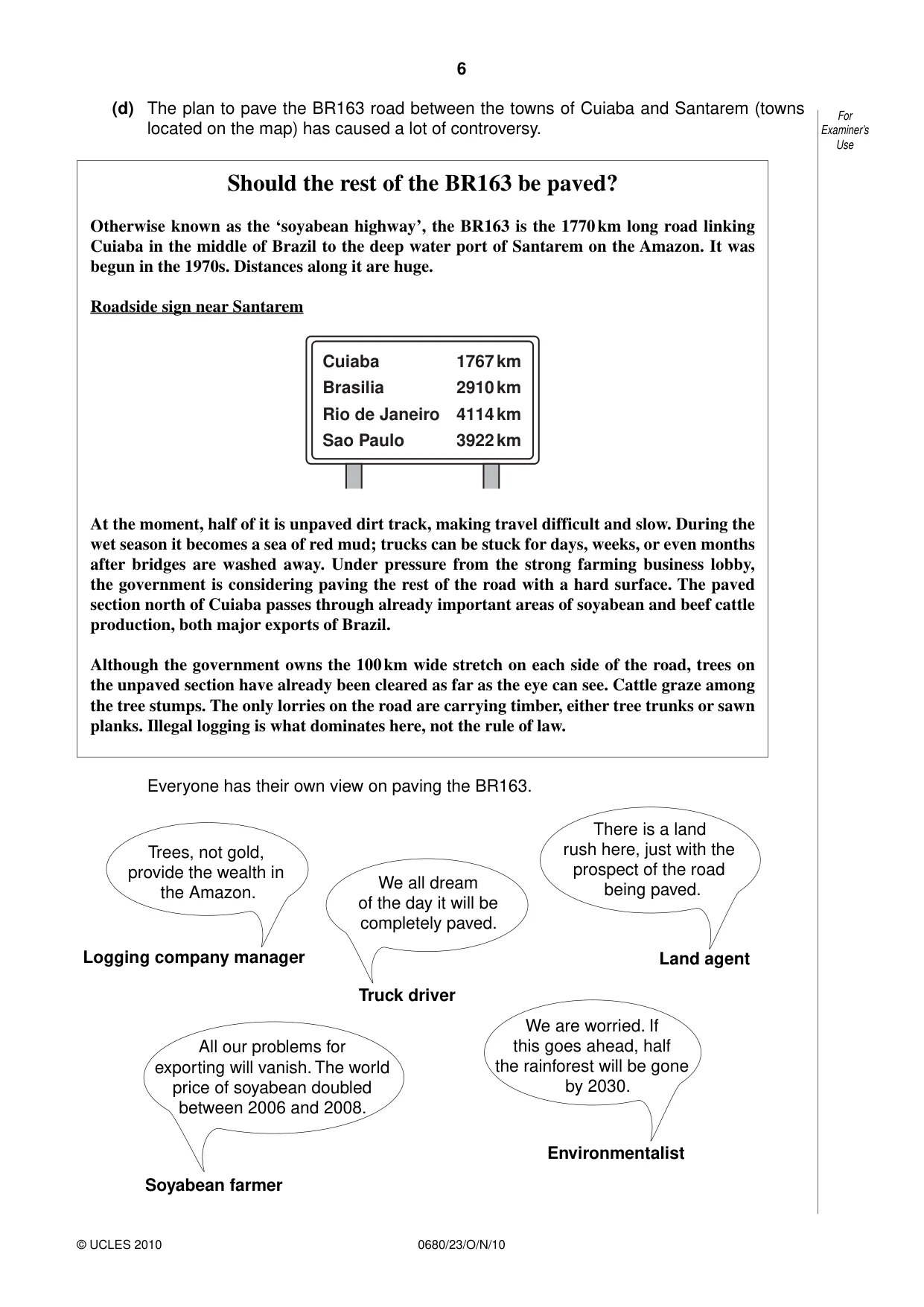 Cambridge IGCSE Environmental Management 0680 2010 Oct/Nov Paper 2 · Variant 3 question paper, page 6 of 20