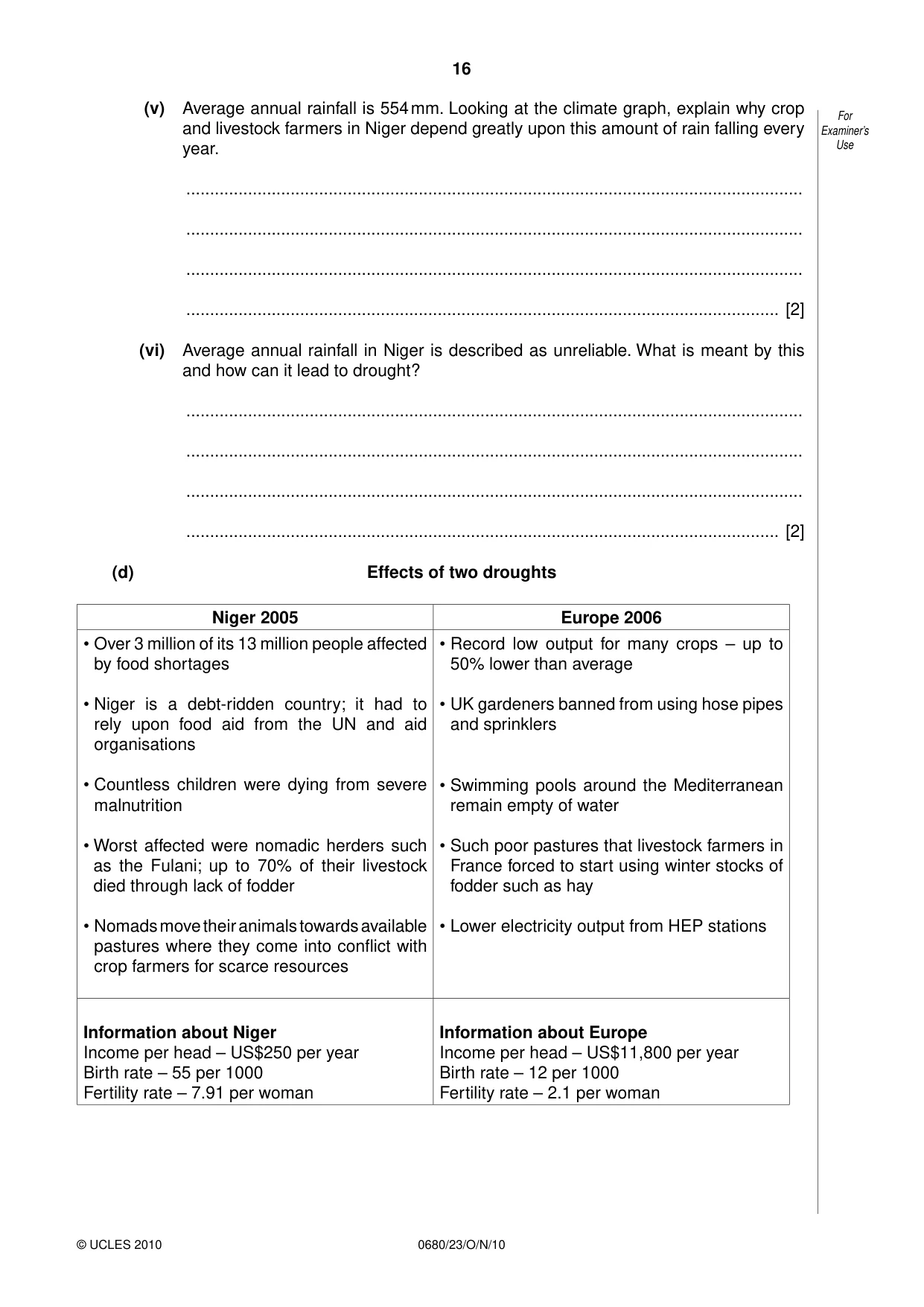Cambridge IGCSE Environmental Management 0680 2010 Oct/Nov Paper 2 · Variant 3 question paper, page 16 of 20