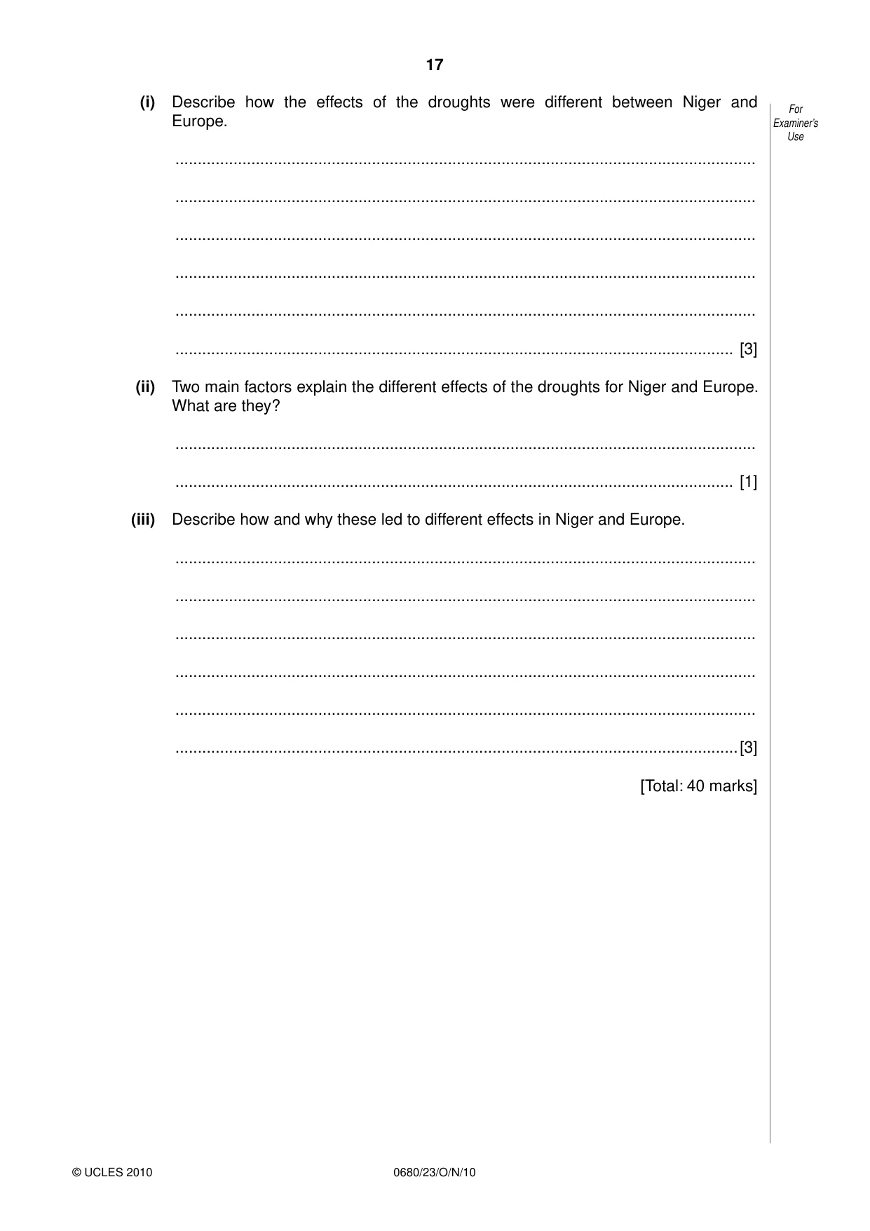 Cambridge IGCSE Environmental Management 0680 2010 Oct/Nov Paper 2 · Variant 3 question paper, page 17 of 20