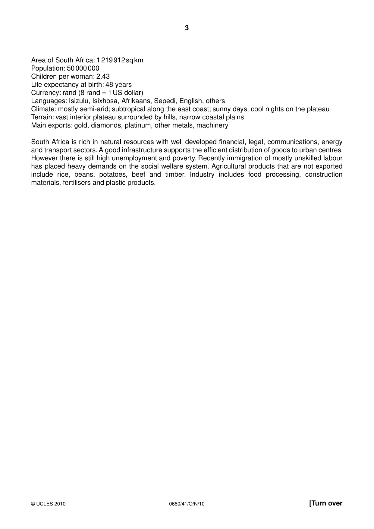 Cambridge IGCSE Environmental Management 0680 2010 Oct/Nov Paper 4 · Variant 1 question paper, page 3 of 16