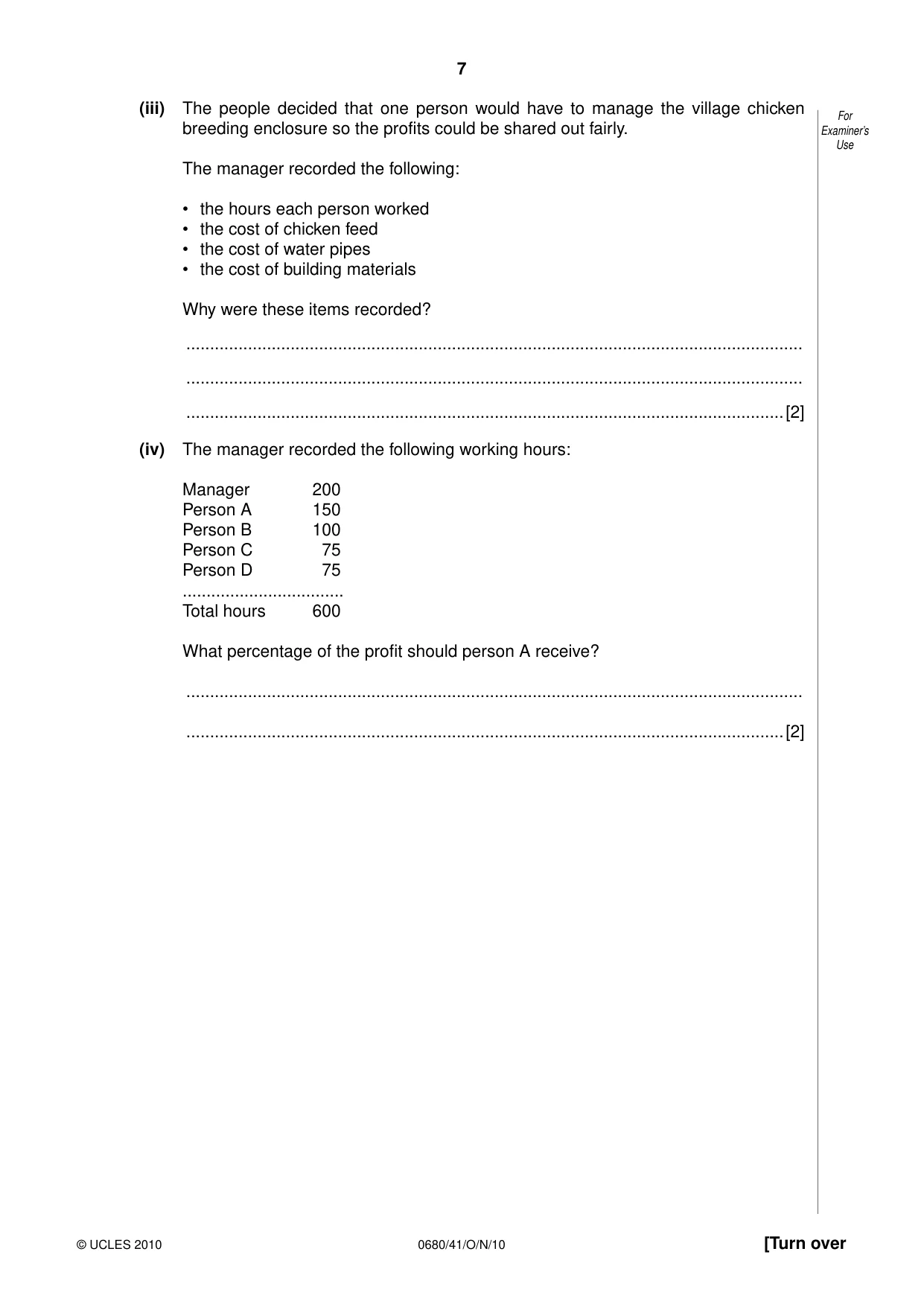 Cambridge IGCSE Environmental Management 0680 2010 Oct/Nov Paper 4 · Variant 1 question paper, page 7 of 16