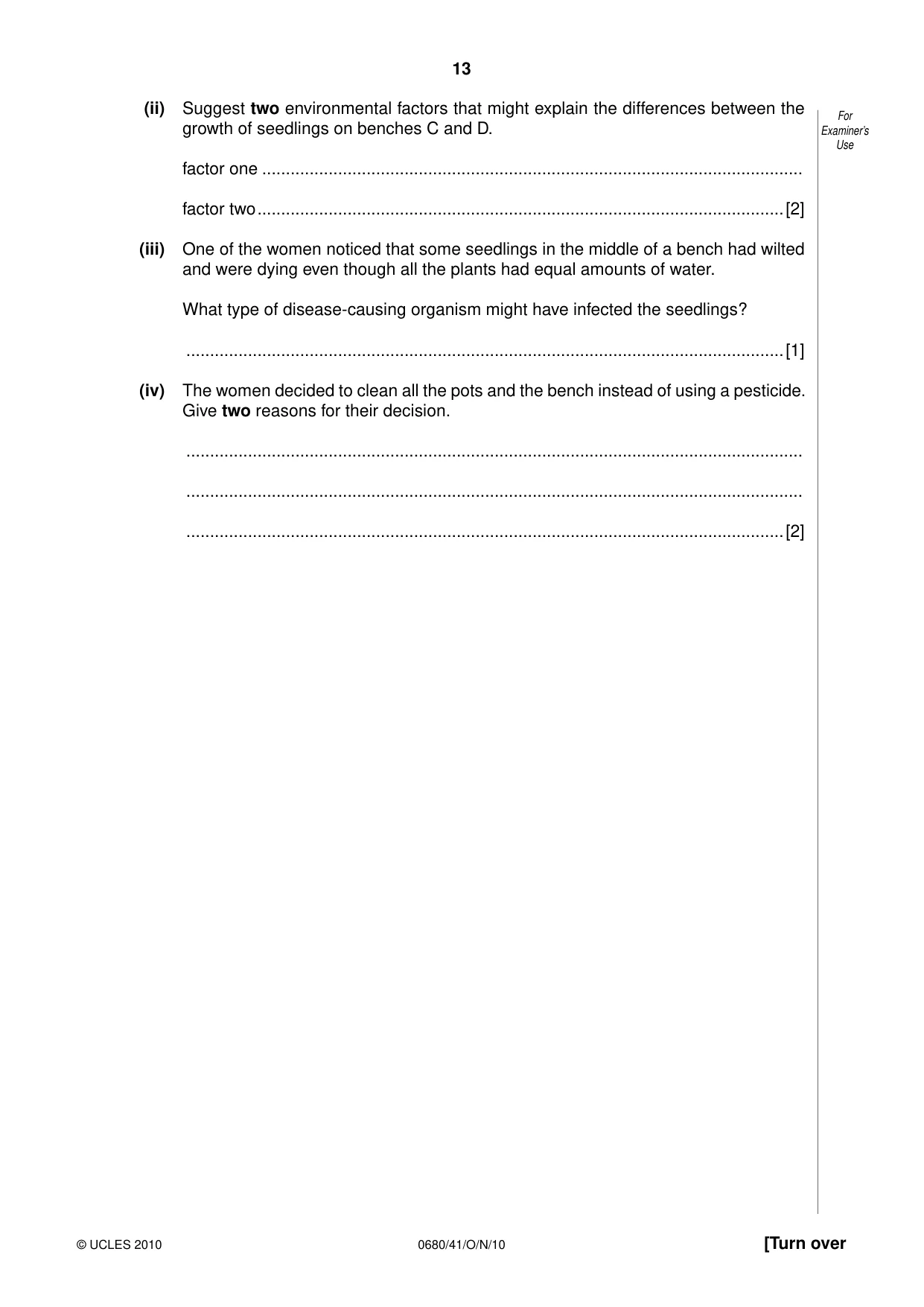 Cambridge IGCSE Environmental Management 0680 2010 Oct/Nov Paper 4 · Variant 1 question paper, page 13 of 16