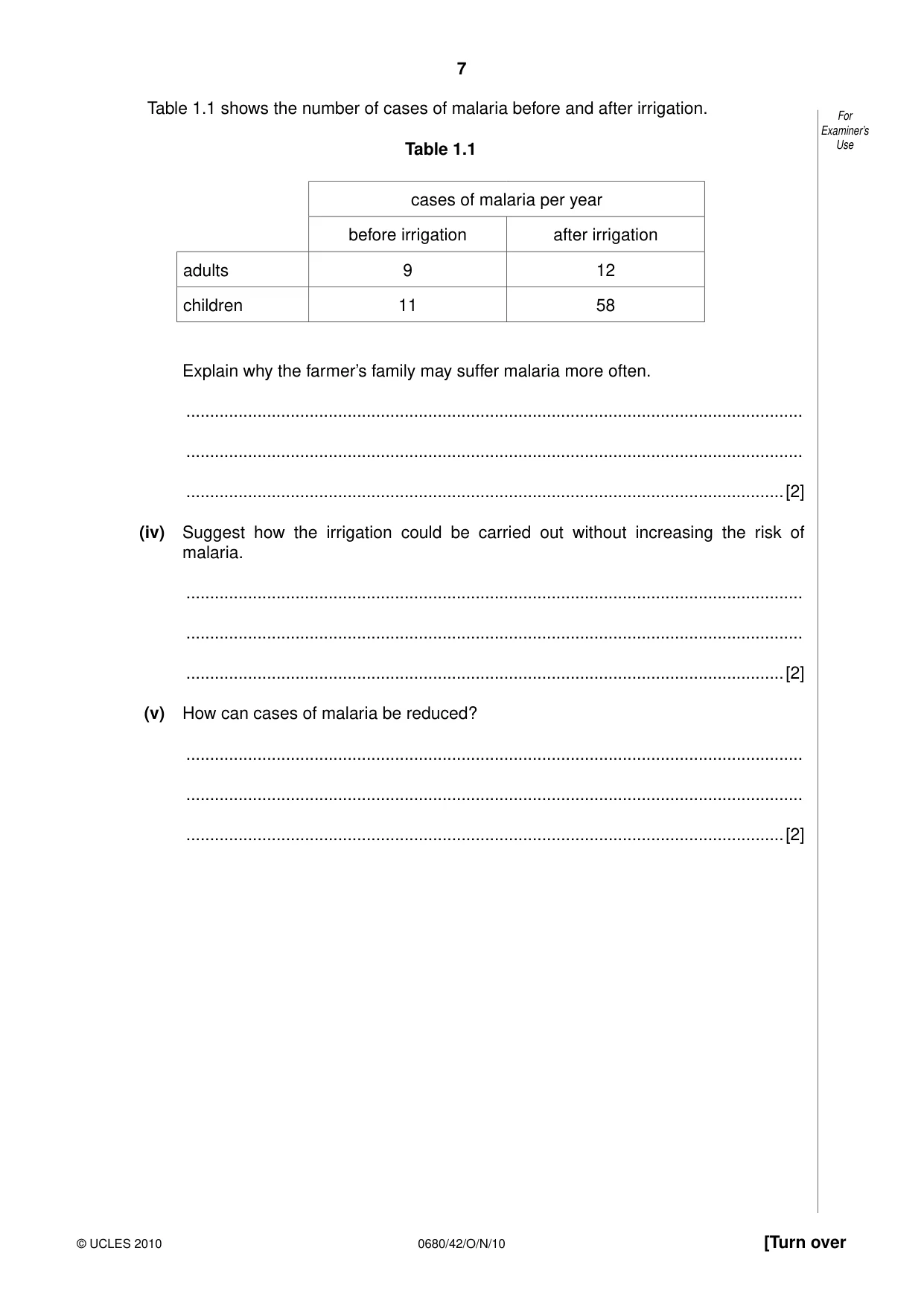 Cambridge IGCSE Environmental Management 0680 2010 Oct/Nov Paper 4 · Variant 2 question paper, page 7 of 16