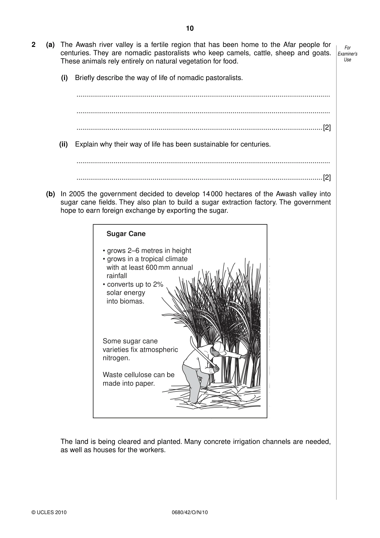 Cambridge IGCSE Environmental Management 0680 2010 Oct/Nov Paper 4 · Variant 2 question paper, page 10 of 16
