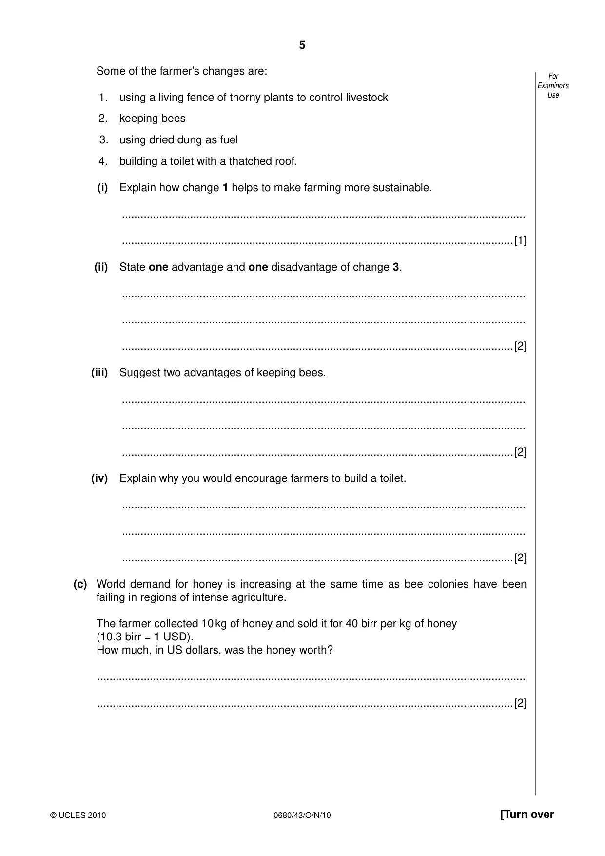 Cambridge IGCSE Environmental Management 0680 2010 Oct/Nov Paper 4 · Variant 3 question paper, page 5 of 16