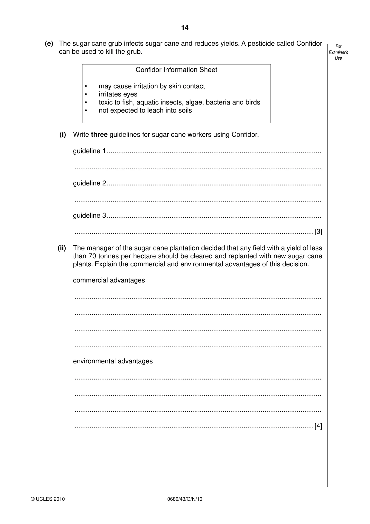 Cambridge IGCSE Environmental Management 0680 2010 Oct/Nov Paper 4 · Variant 3 question paper, page 14 of 16