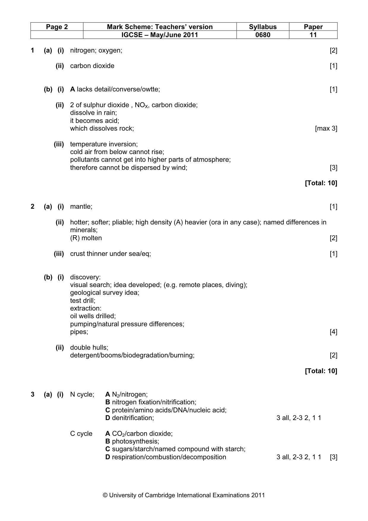 Mark scheme, page 2 of 4