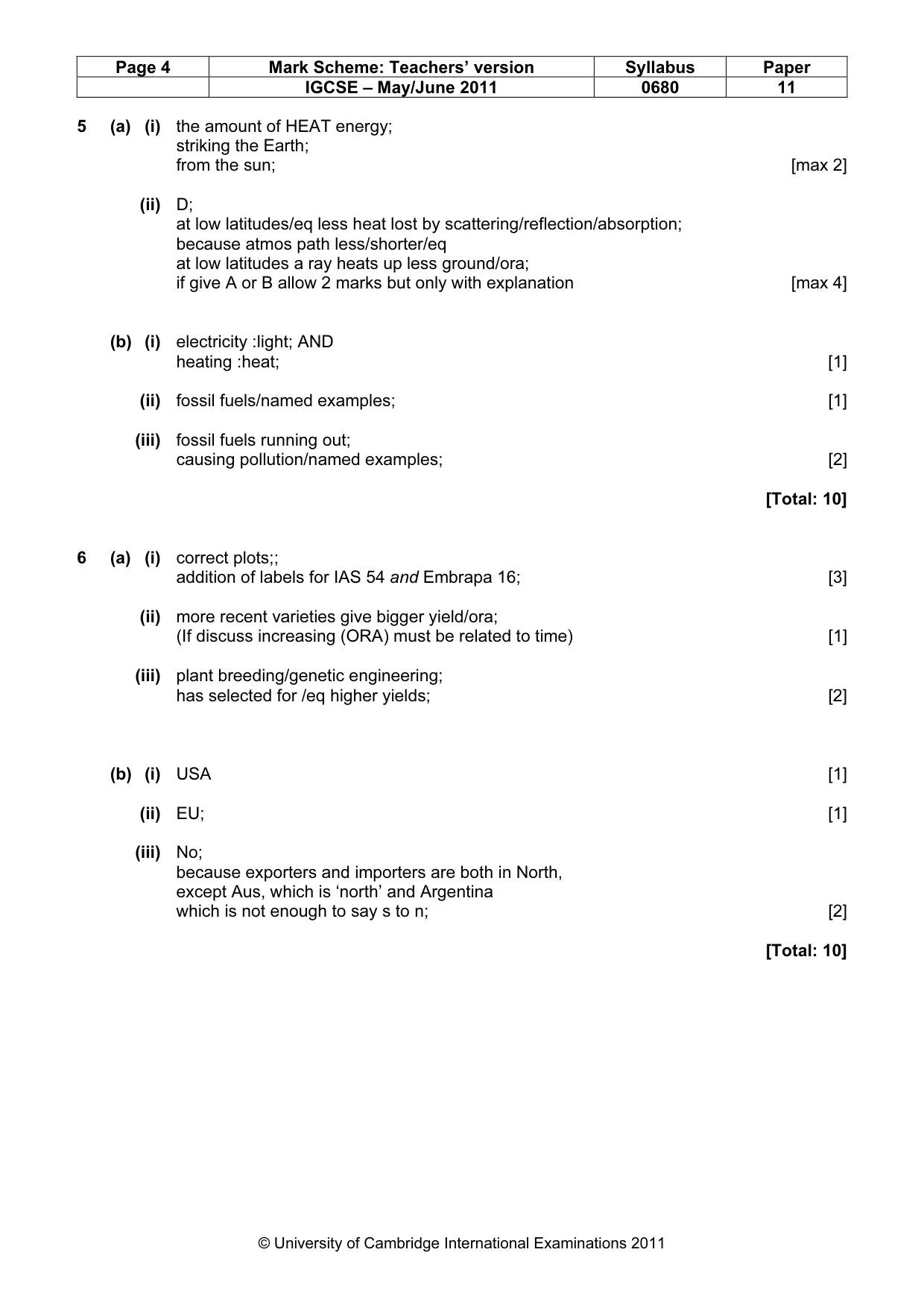 Mark scheme, page 4 of 4