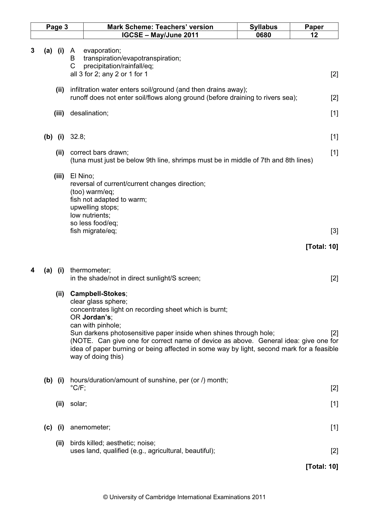 Mark scheme, page 3 of 5