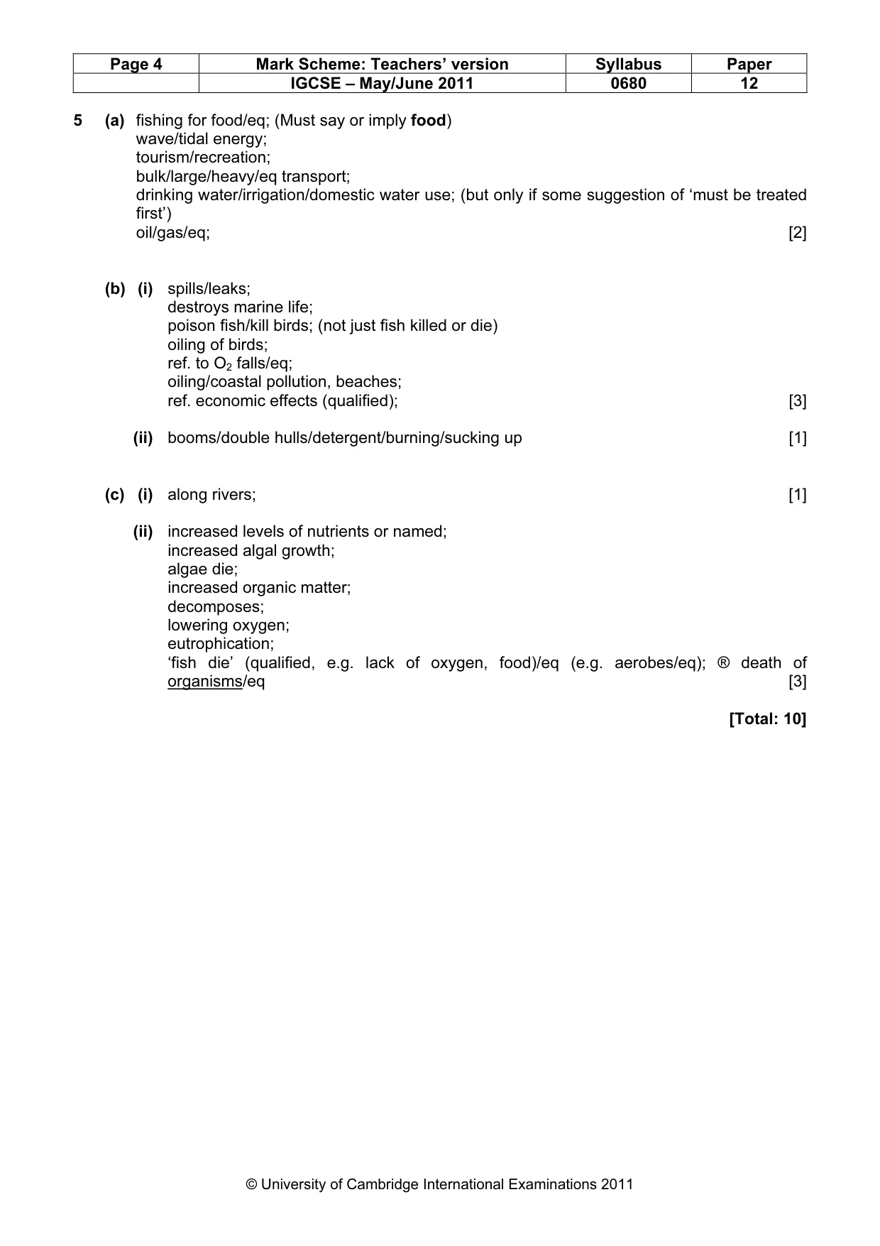 Mark scheme, page 4 of 5