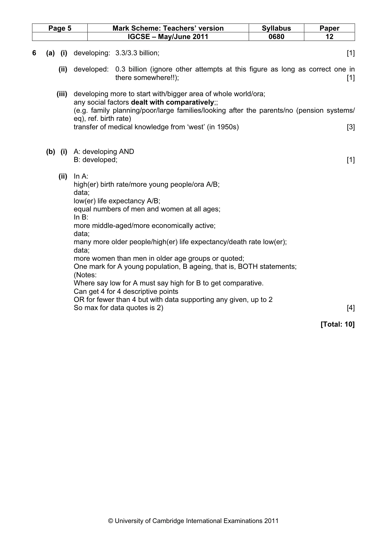 Mark scheme, page 5 of 5