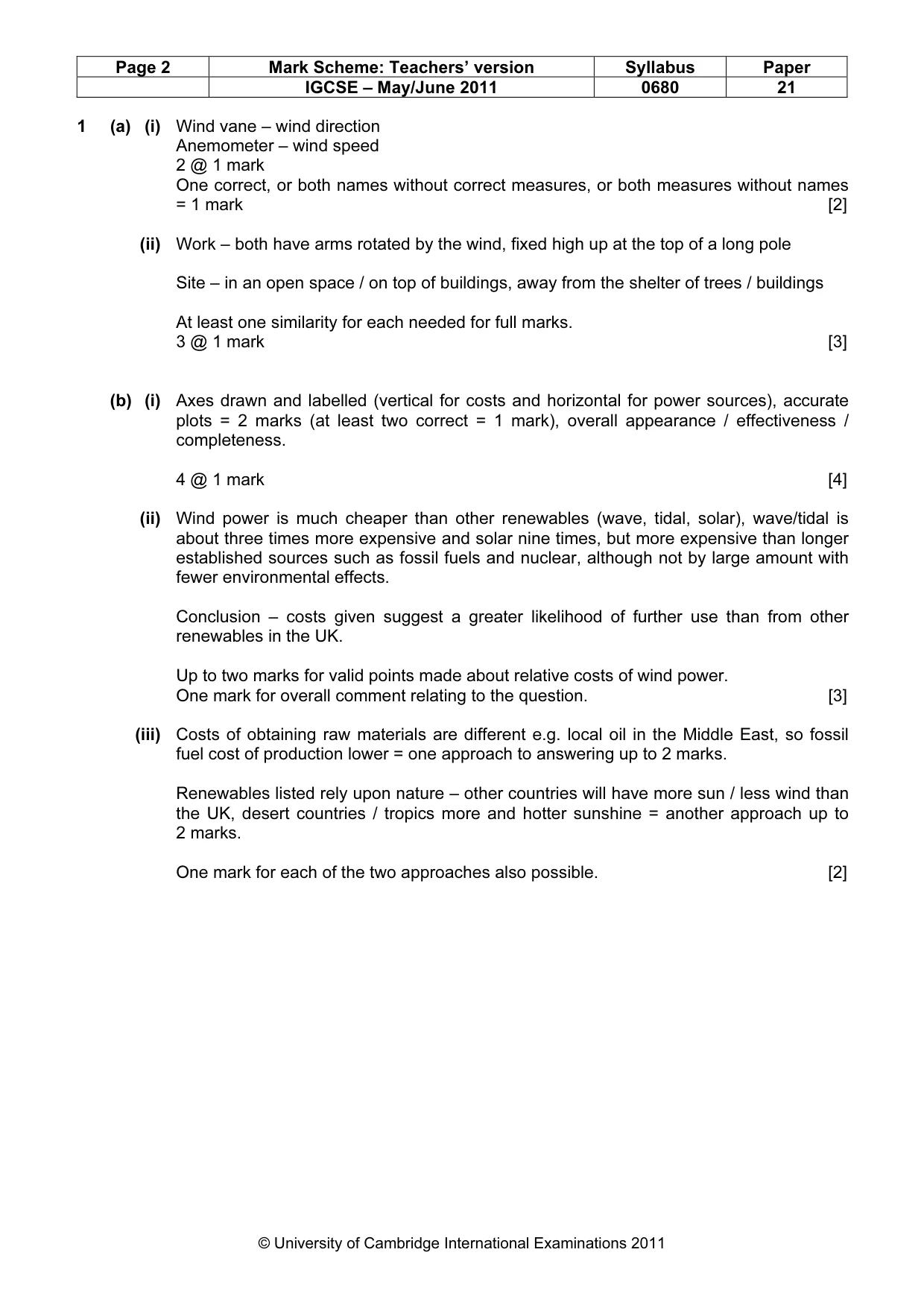 Mark scheme, page 2 of 7