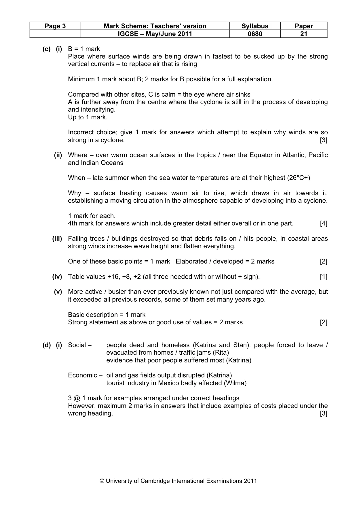 Mark scheme, page 3 of 7