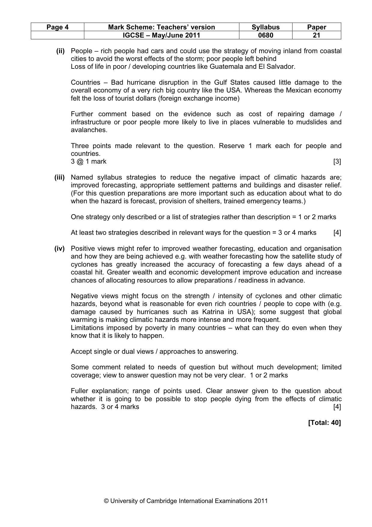 Mark scheme, page 4 of 7