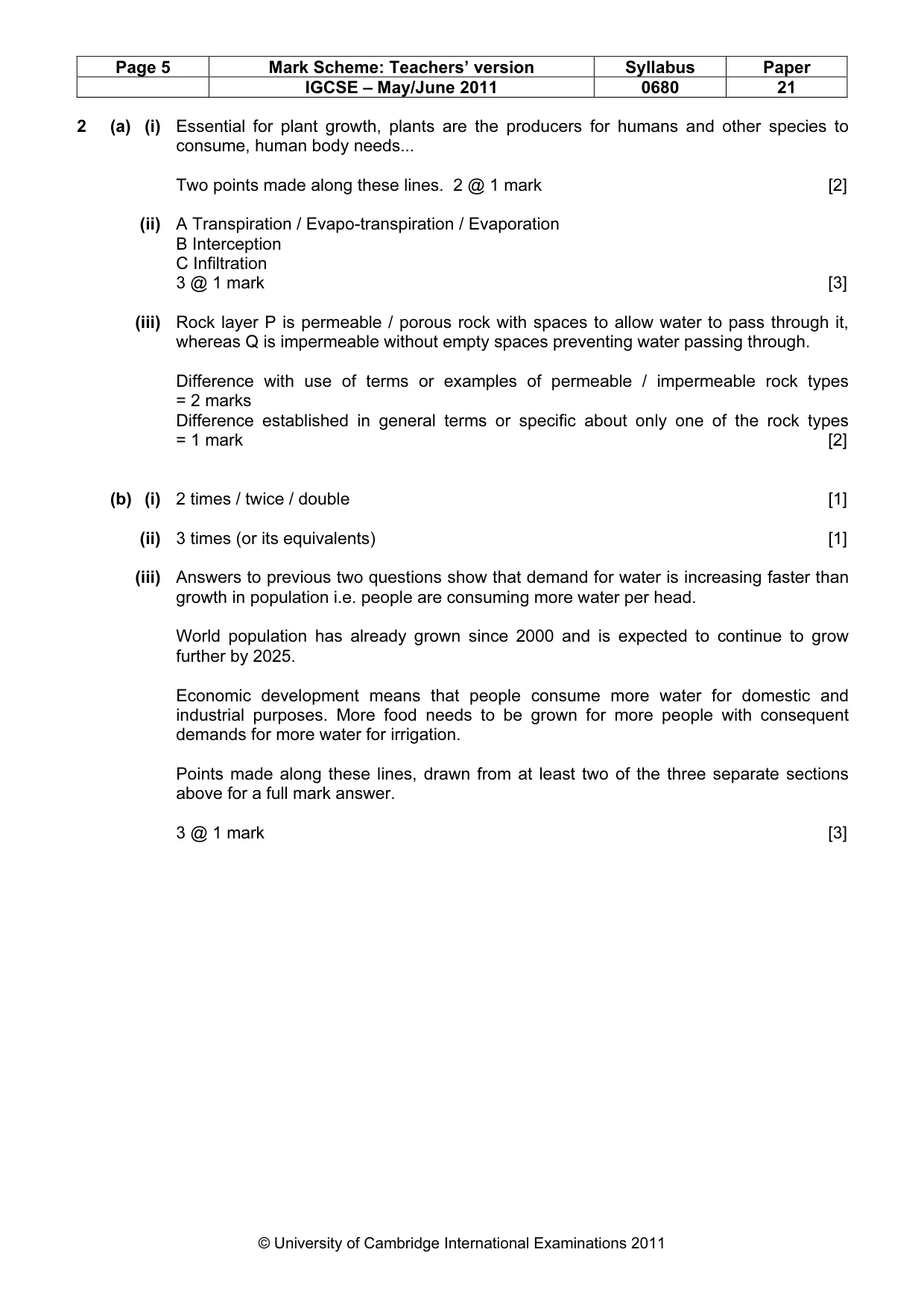 Mark scheme, page 5 of 7