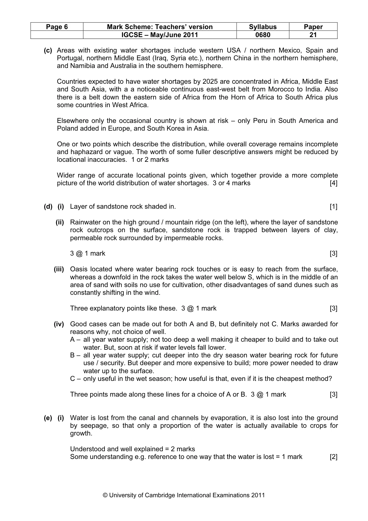 Mark scheme, page 6 of 7