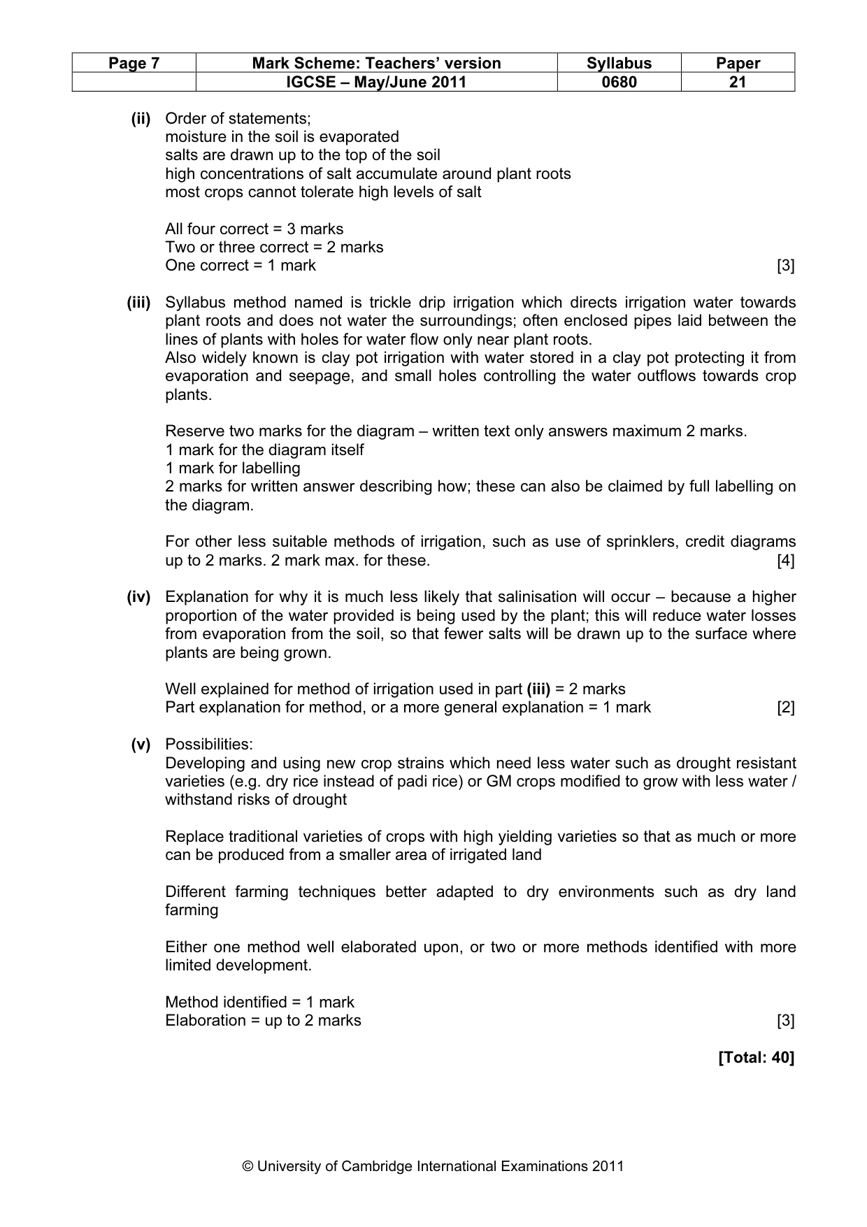 Mark scheme, page 7 of 7