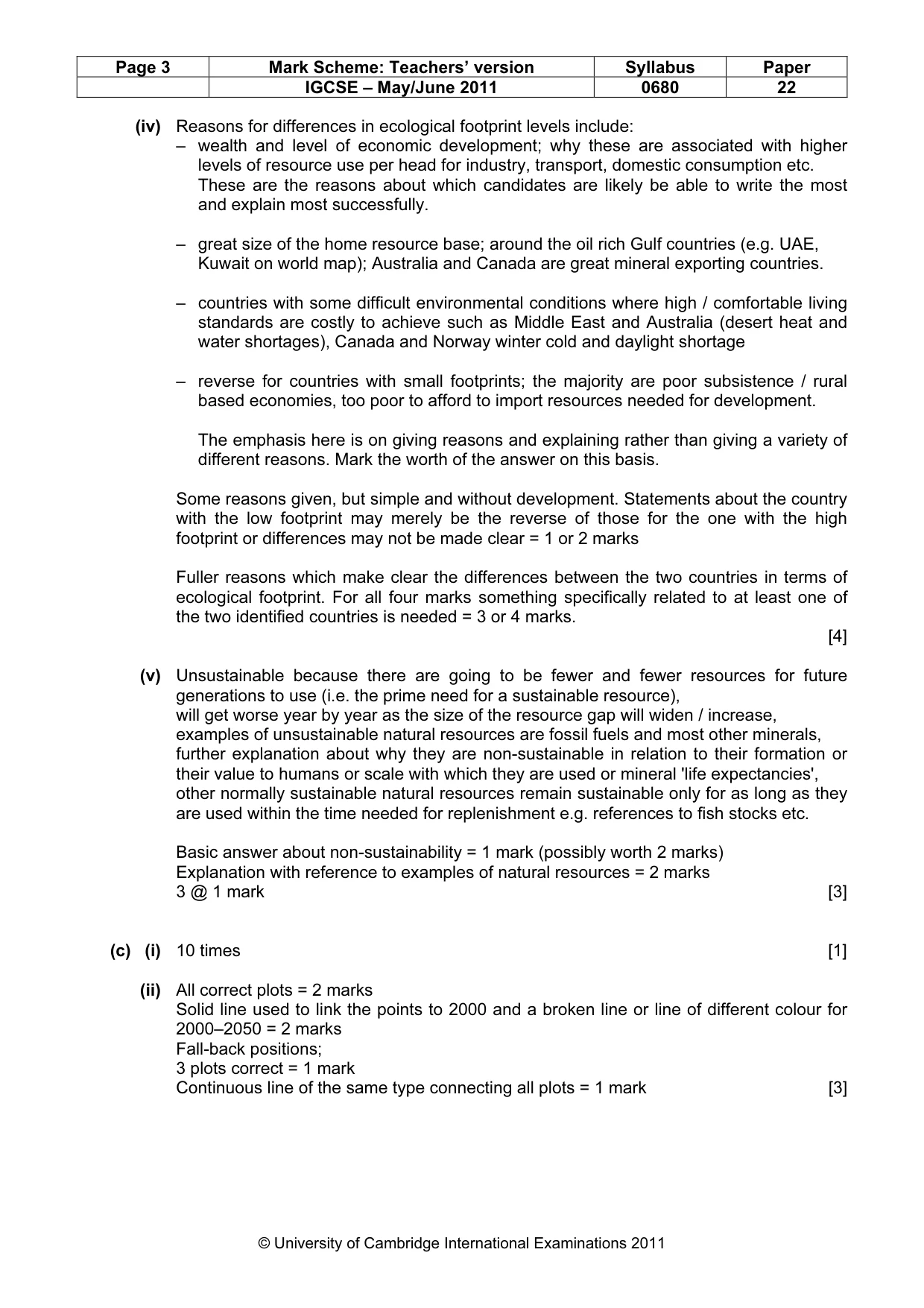 Mark scheme, page 3 of 9
