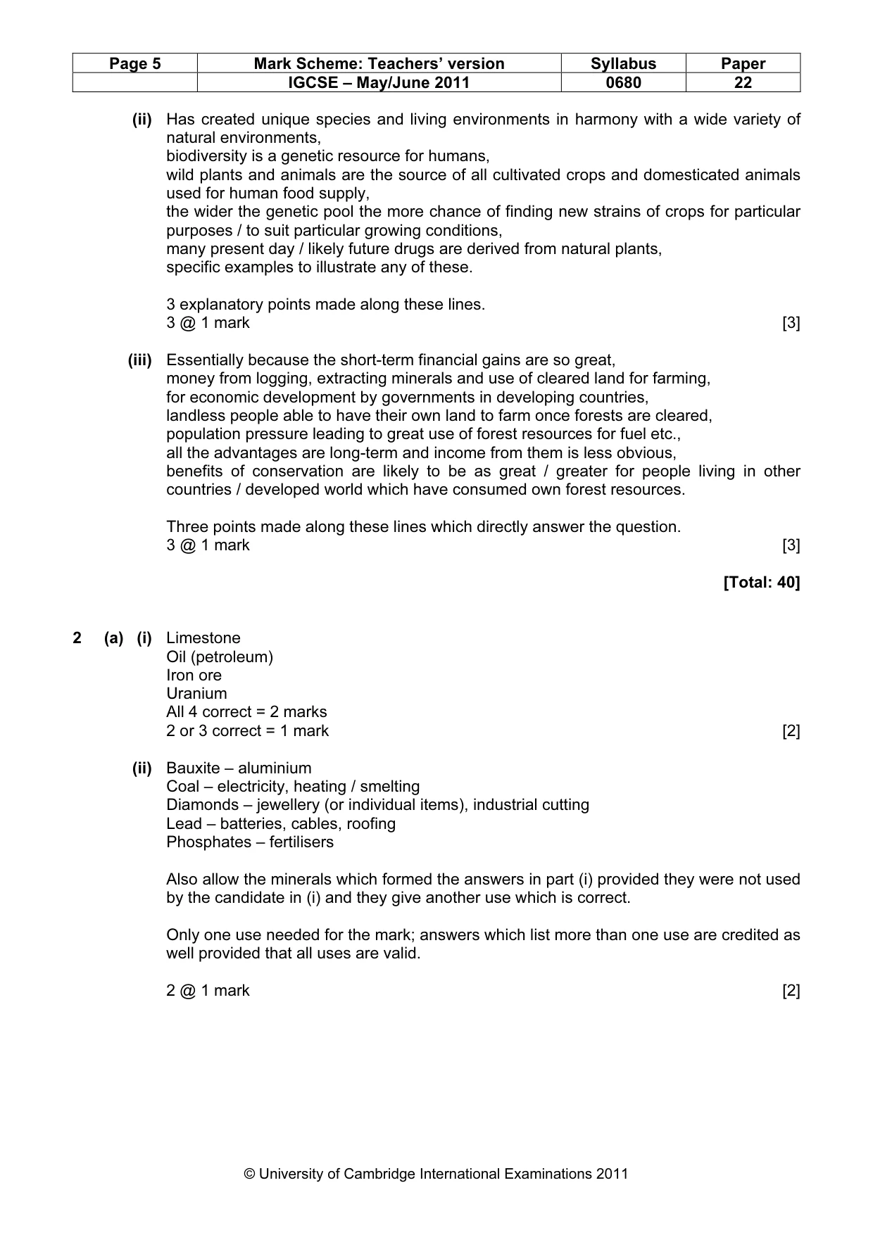 Mark scheme, page 5 of 9