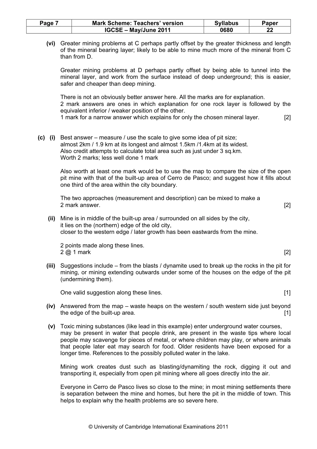 Mark scheme, page 7 of 9