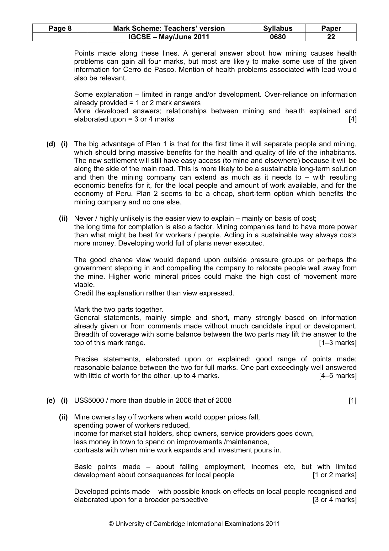 Mark scheme, page 8 of 9