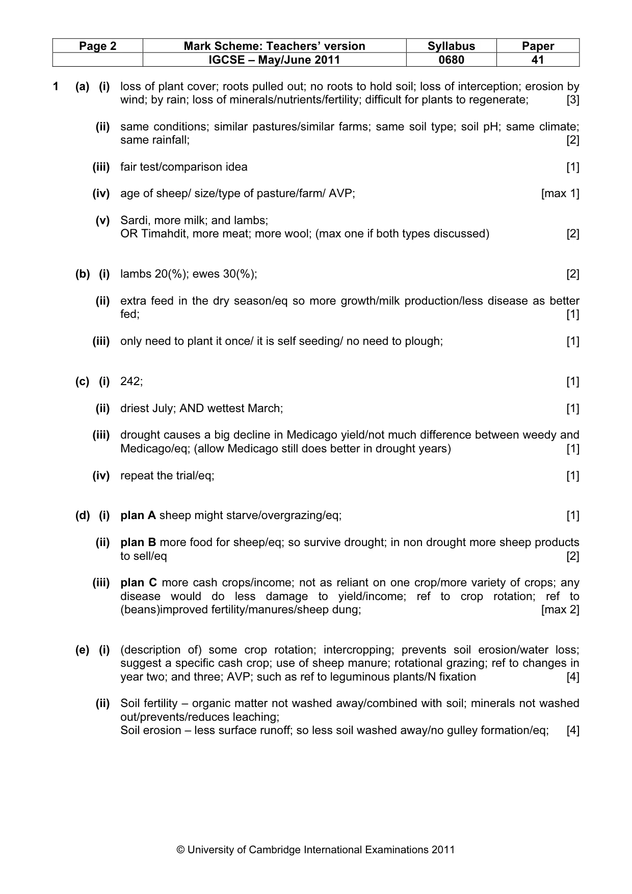 Mark scheme, page 2 of 3