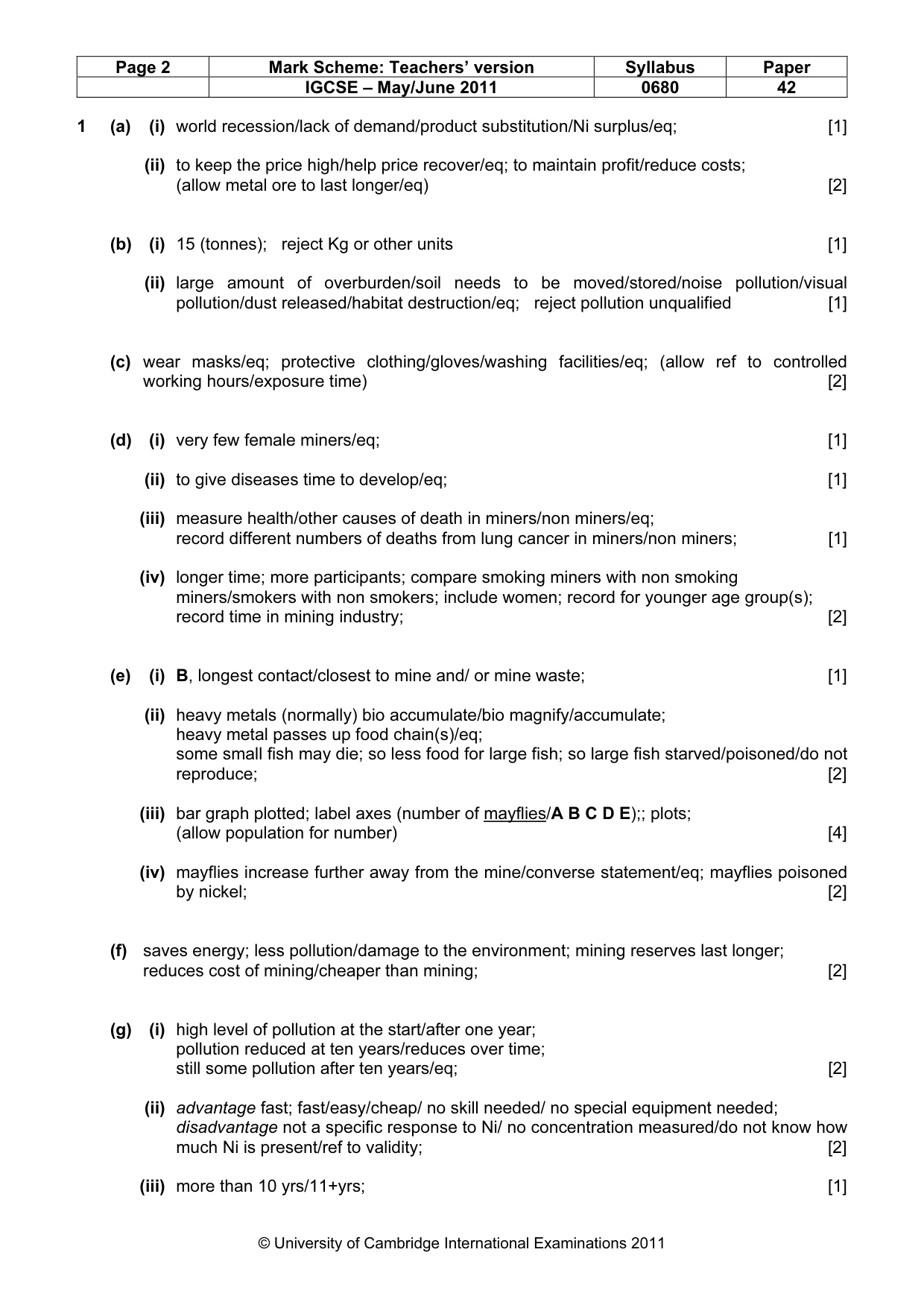 Mark scheme, page 2 of 4