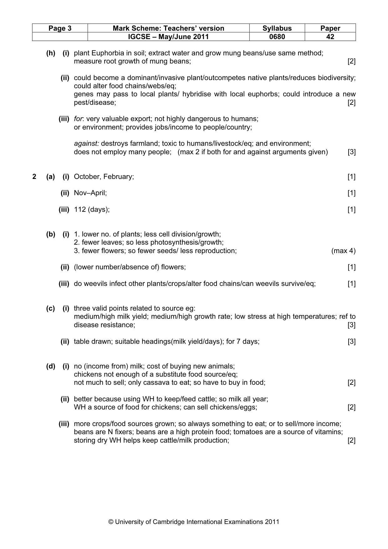 Mark scheme, page 3 of 4