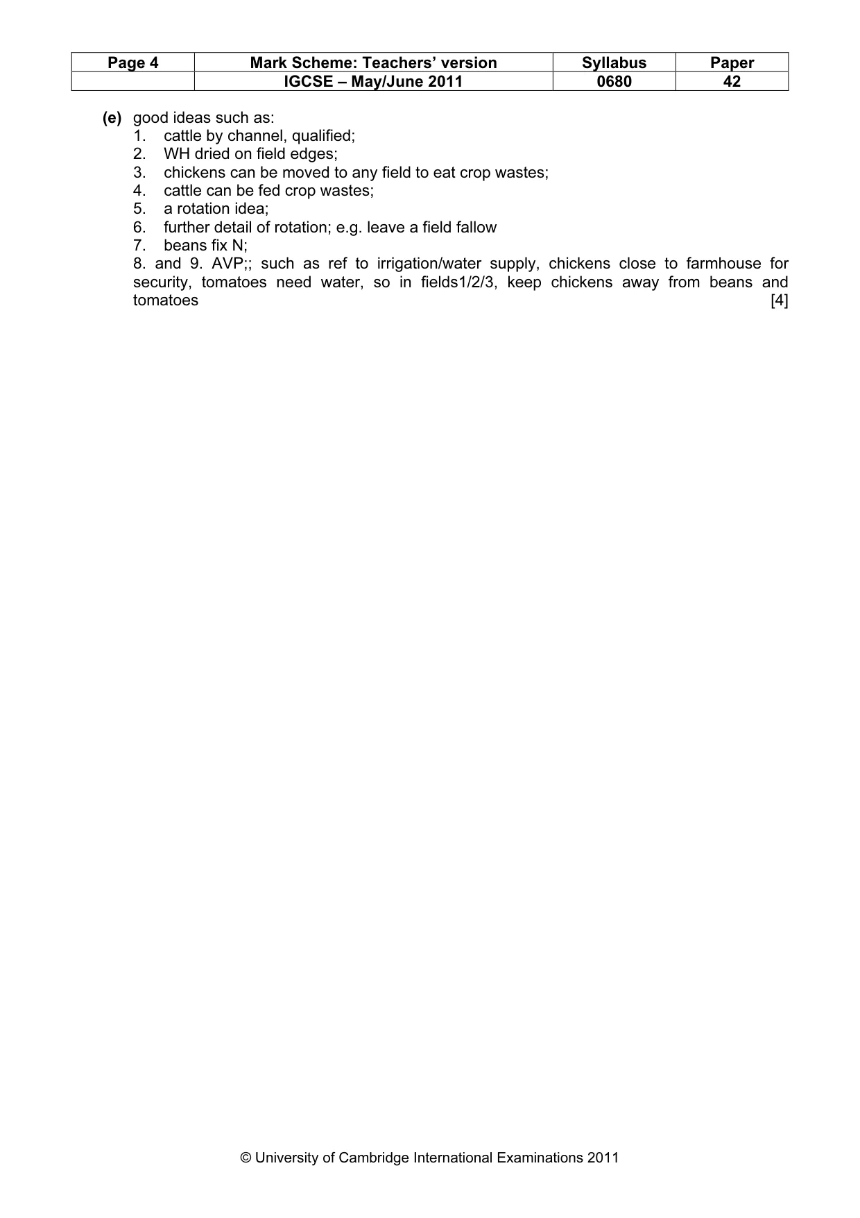 Mark scheme, page 4 of 4