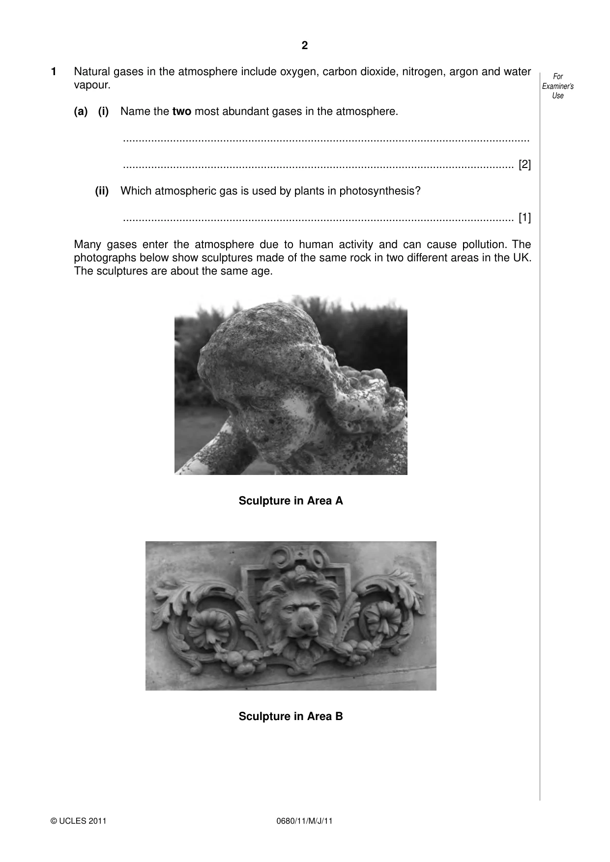 Cambridge IGCSE Environmental Management 0680 2011 May/June Paper 1 · Variant 1 question paper, page 2 of 16