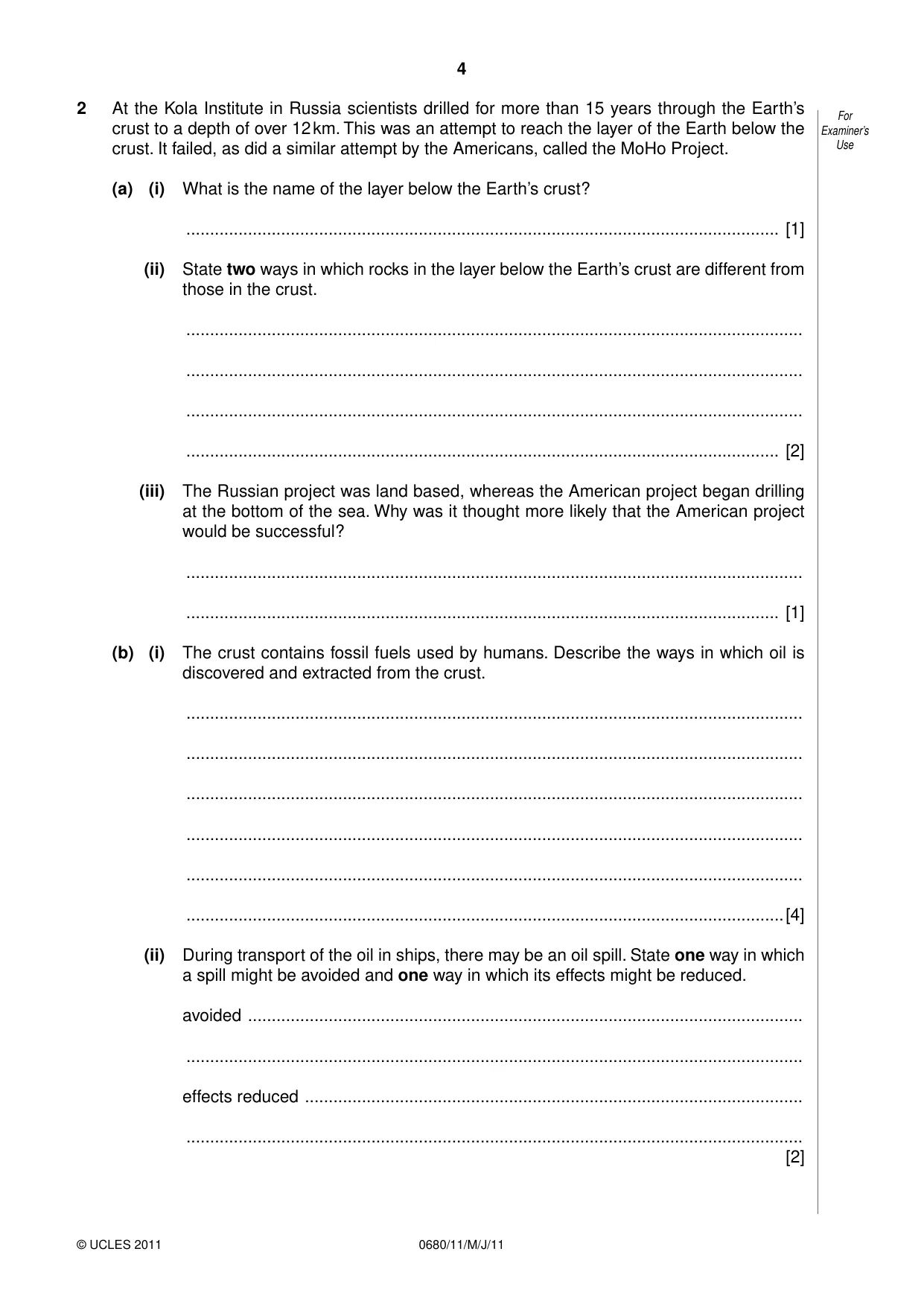 Cambridge IGCSE Environmental Management 0680 2011 May/June Paper 1 · Variant 1 question paper, page 4 of 16