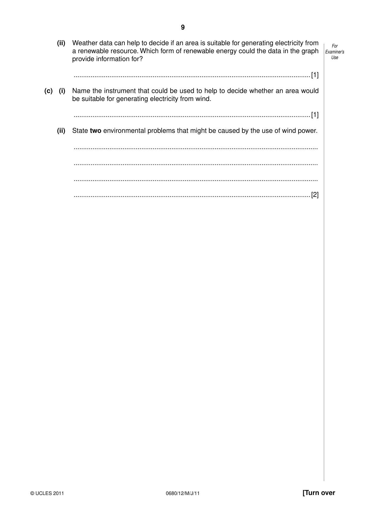 Cambridge IGCSE Environmental Management 0680 2011 May/June Paper 1 · Variant 2 question paper, page 9 of 12