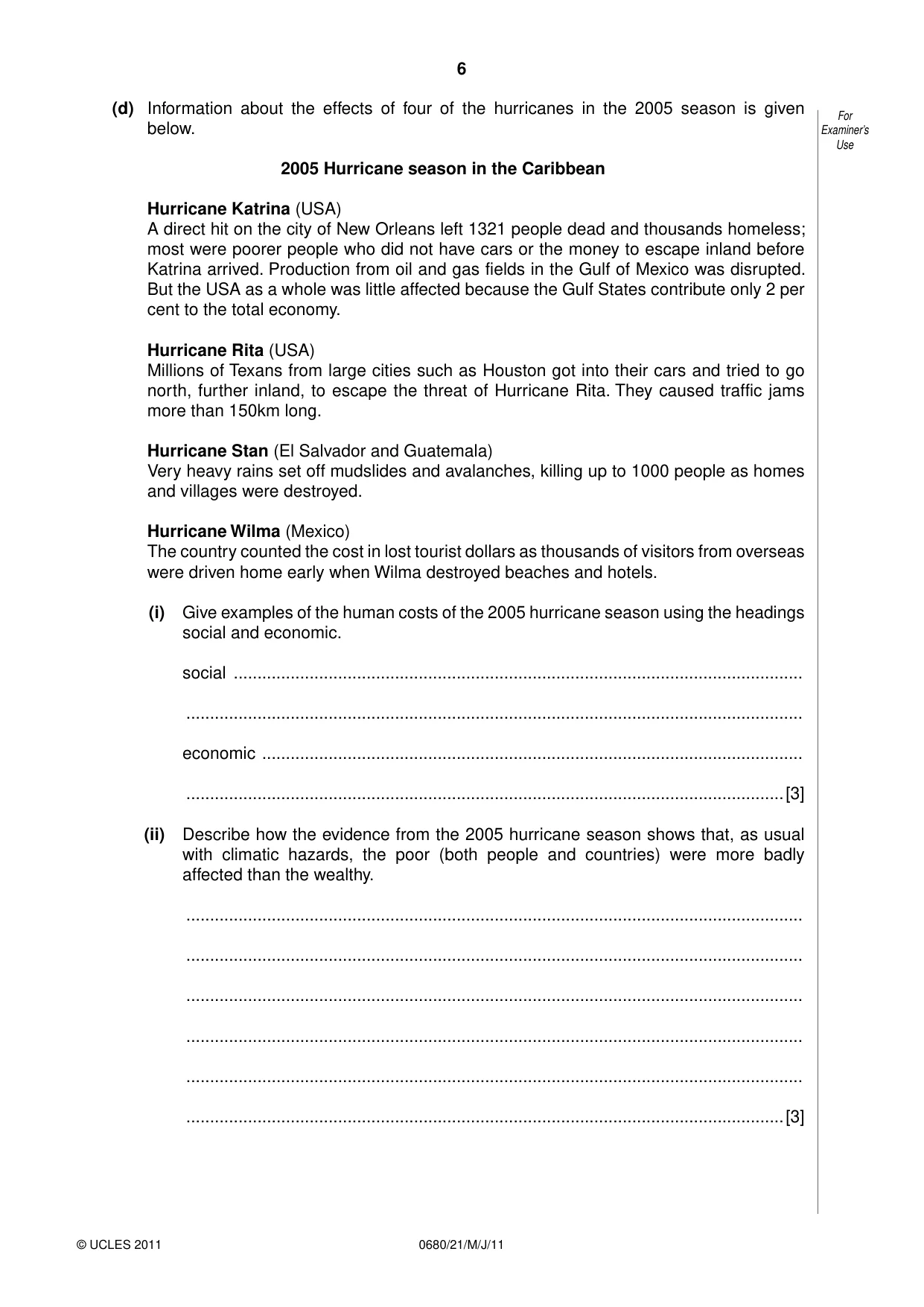 Cambridge IGCSE Environmental Management 0680 2011 May/June Paper 2 · Variant 1 question paper, page 6 of 16