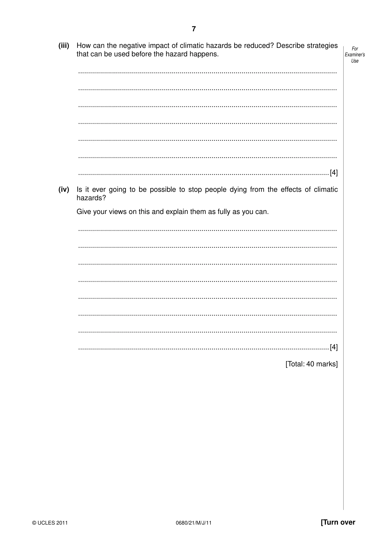 Cambridge IGCSE Environmental Management 0680 2011 May/June Paper 2 · Variant 1 question paper, page 7 of 16
