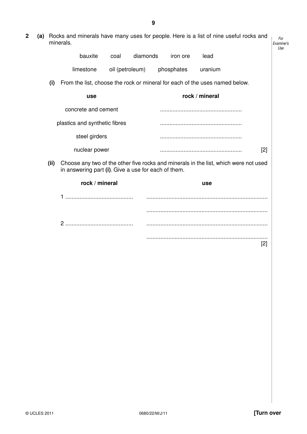 Cambridge IGCSE Environmental Management 0680 2011 May/June Paper 2 · Variant 2 question paper, page 9 of 16