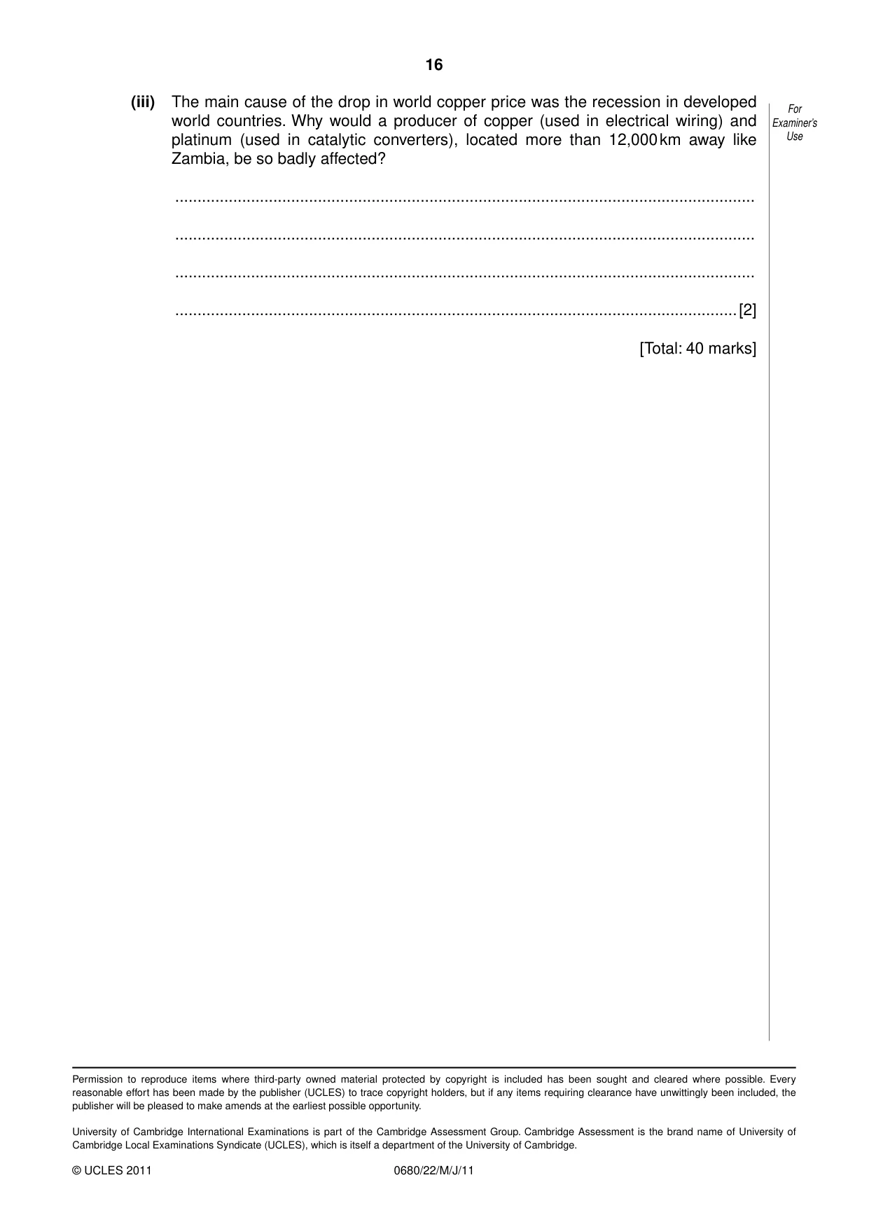 Cambridge IGCSE Environmental Management 0680 2011 May/June Paper 2 · Variant 2 question paper, page 16 of 16