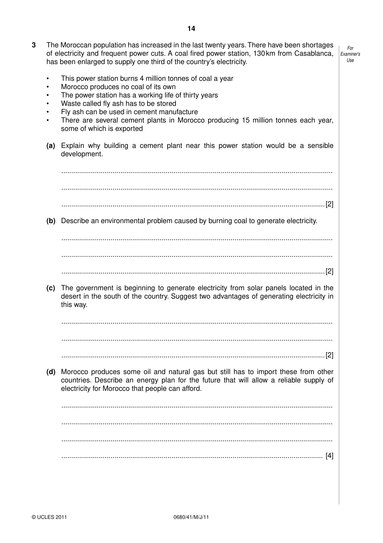 Cambridge IGCSE Environmental Management 0680 2011 May/June Paper 4 · Variant 1 question paper, page 14 of 16