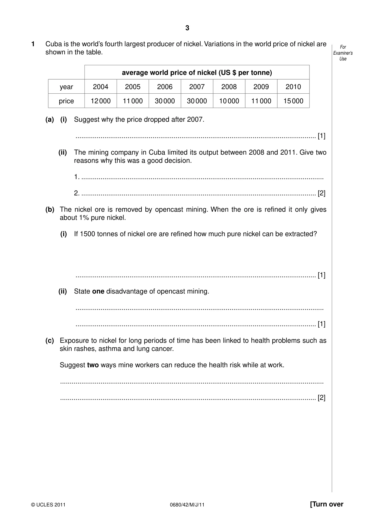 Cambridge IGCSE Environmental Management 0680 2011 May/June Paper 4 · Variant 2 question paper, page 3 of 16