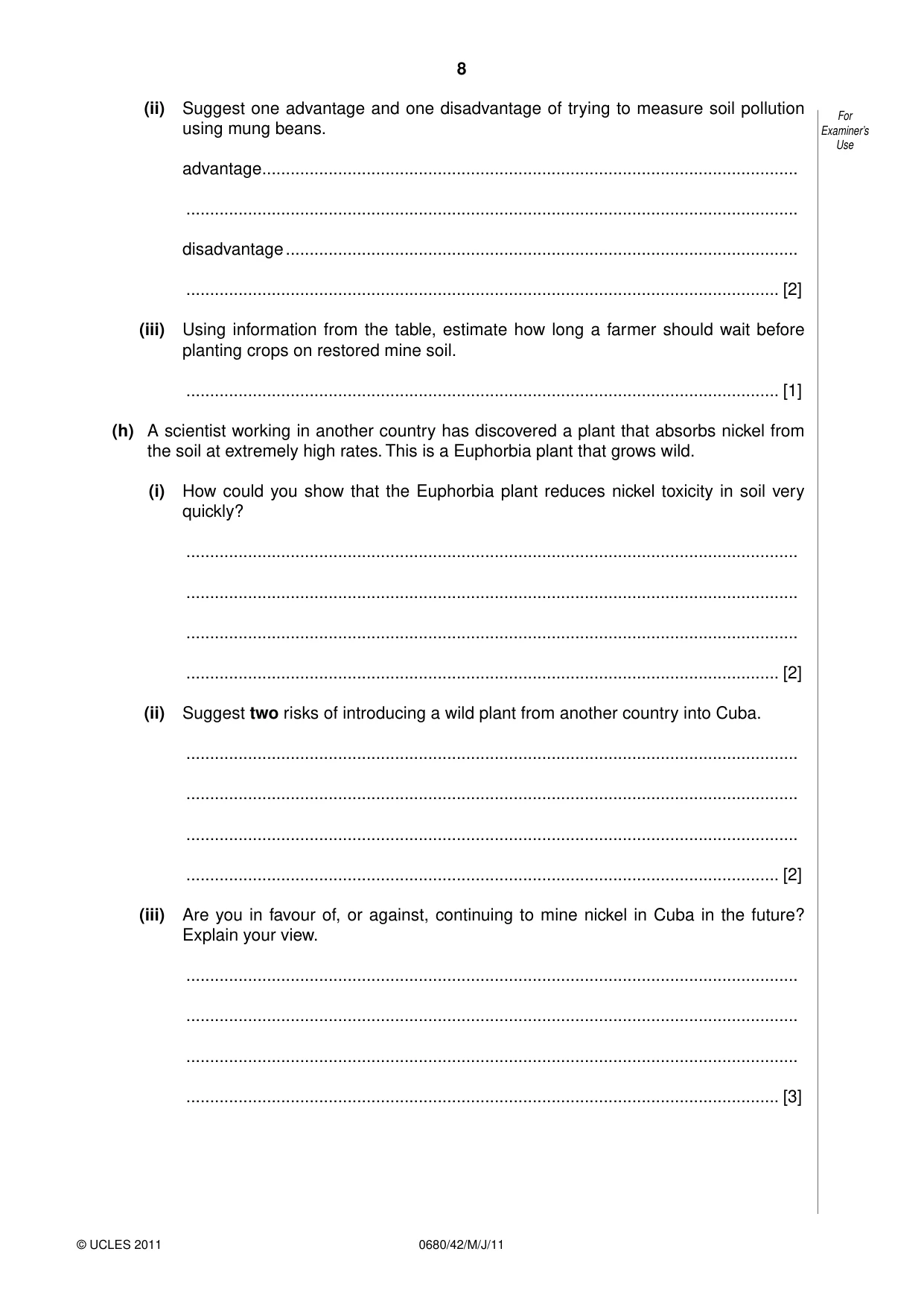 Cambridge IGCSE Environmental Management 0680 2011 May/June Paper 4 · Variant 2 question paper, page 8 of 16