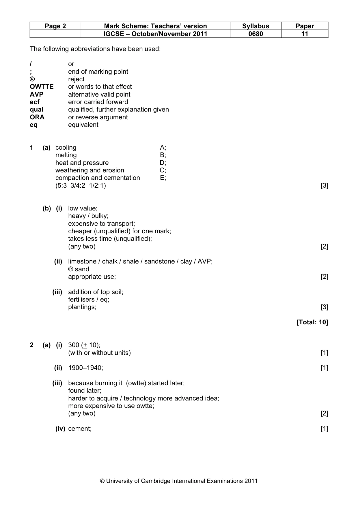 Mark scheme, page 2 of 6