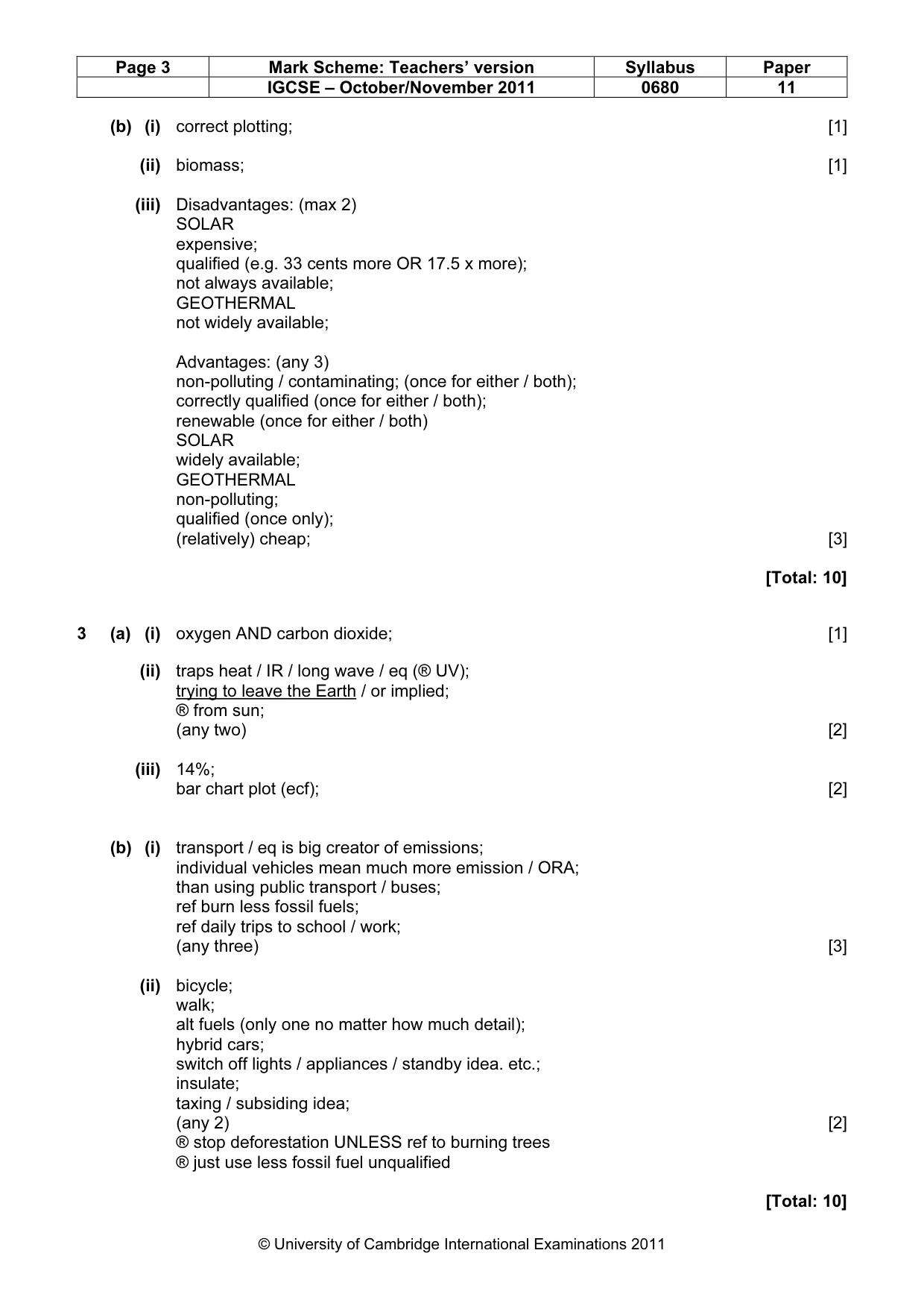 Mark scheme, page 3 of 6