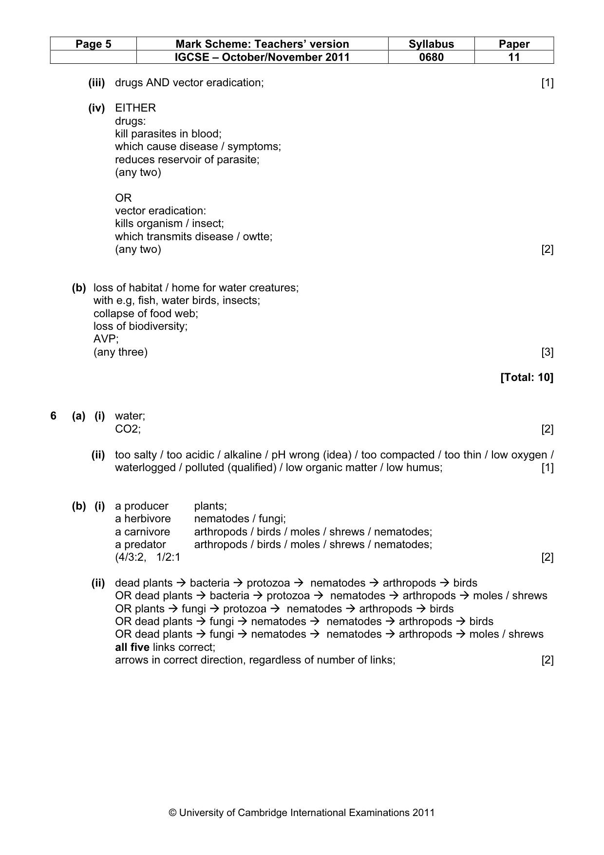 Mark scheme, page 5 of 6