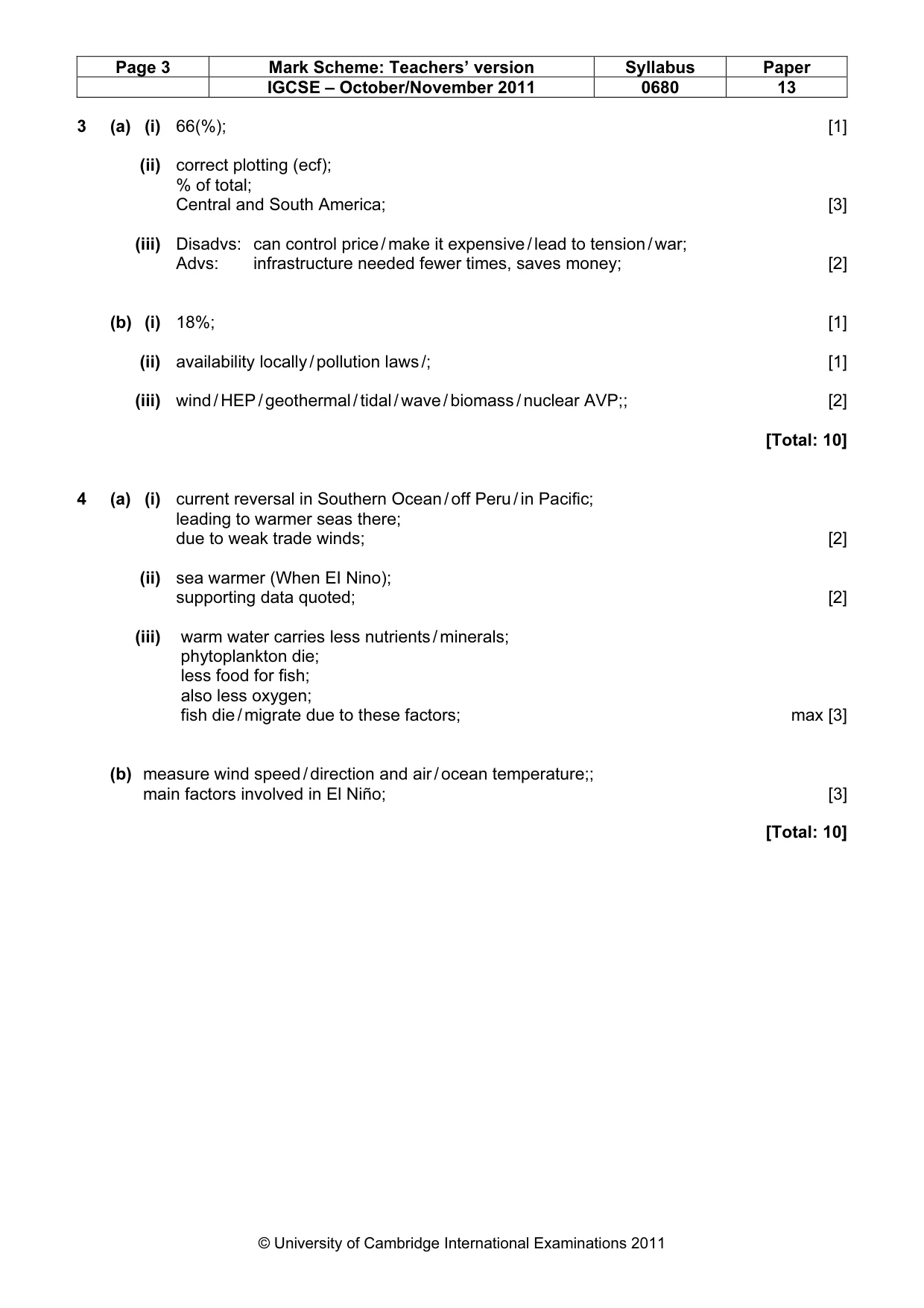 Mark scheme, page 3 of 4