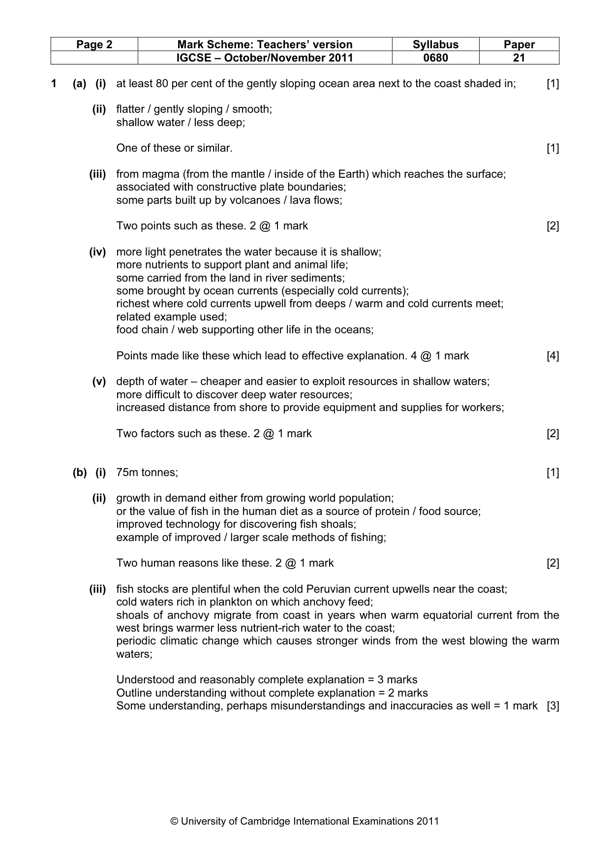 Mark scheme, page 2 of 7