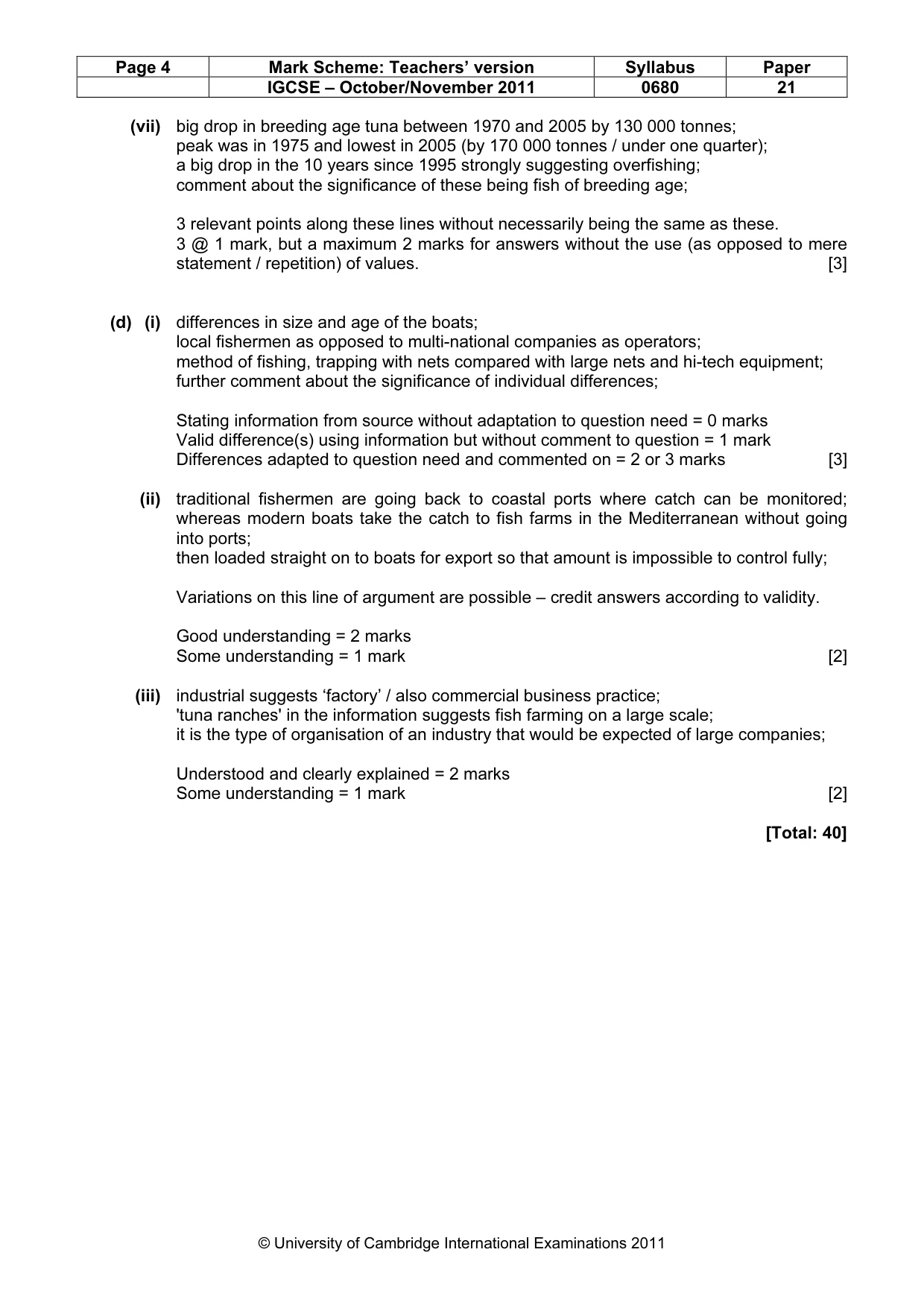 Mark scheme, page 4 of 7
