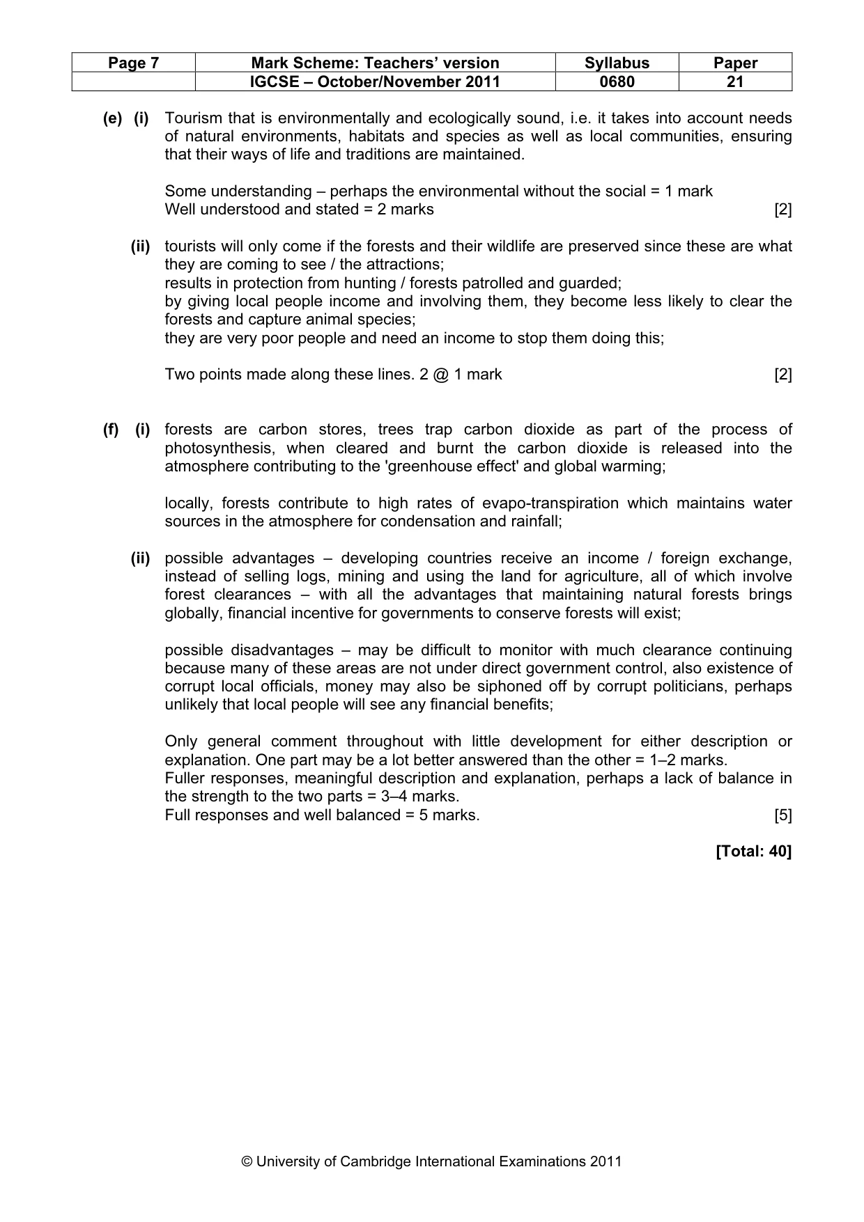 Mark scheme, page 7 of 7