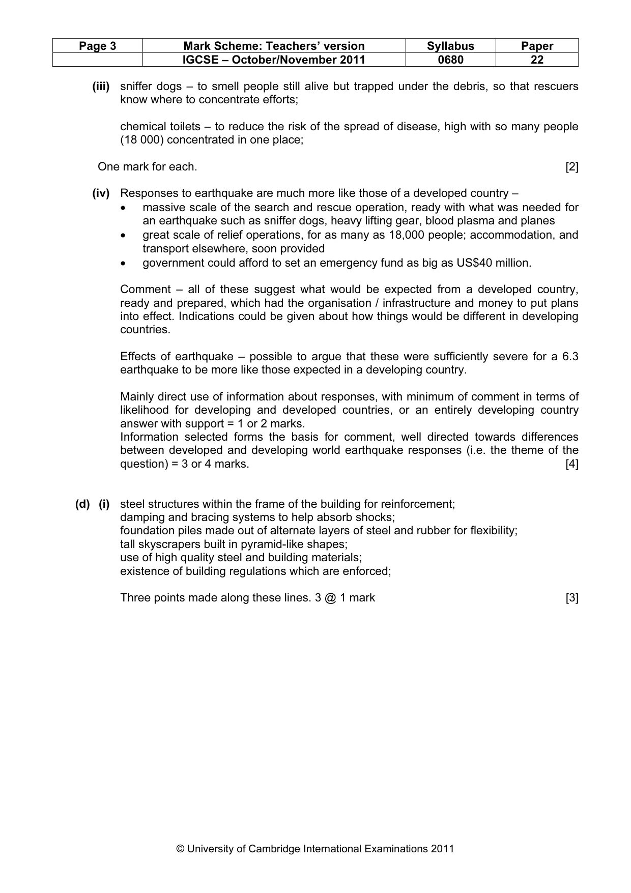 Mark scheme, page 3 of 8