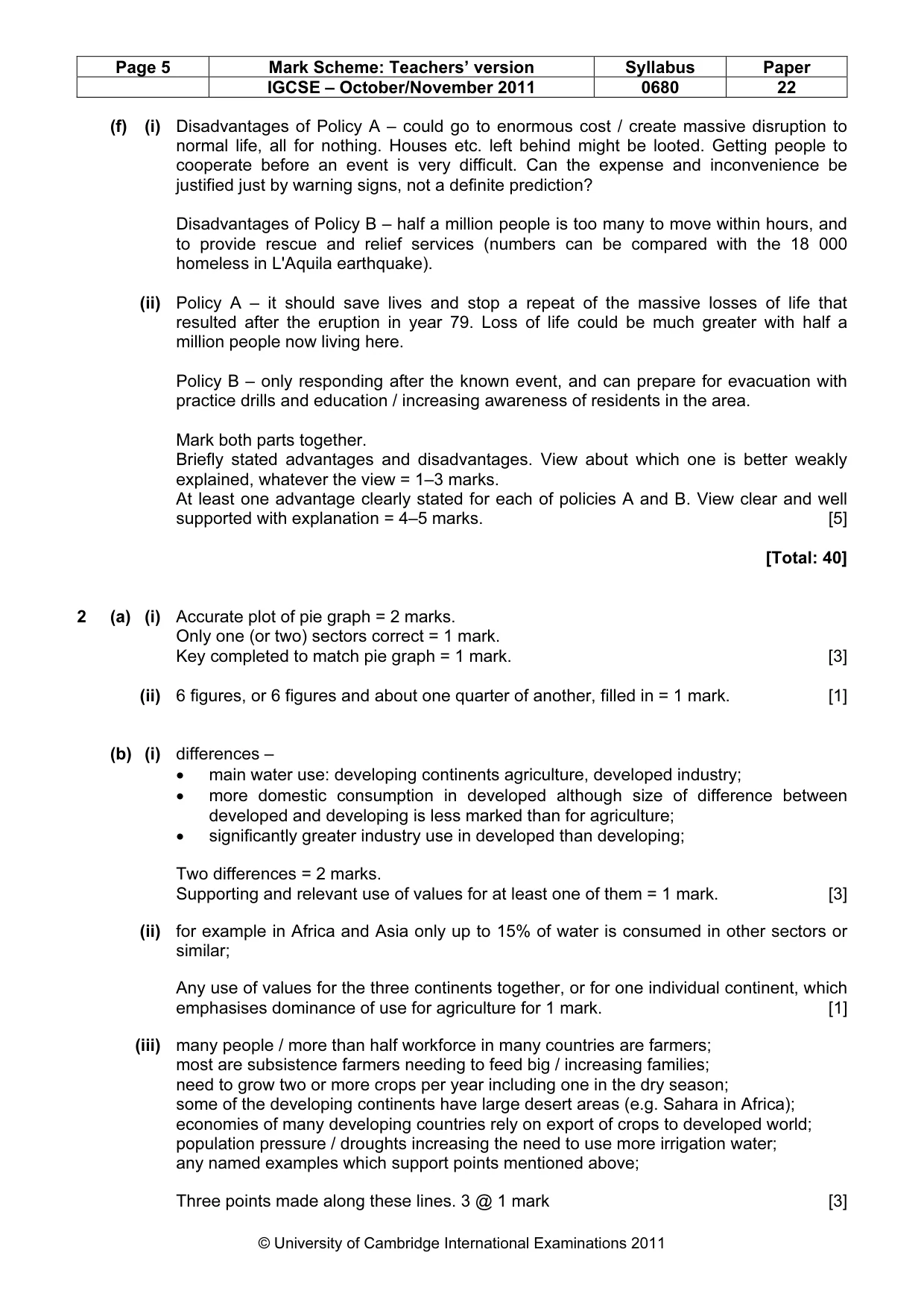 Mark scheme, page 5 of 8