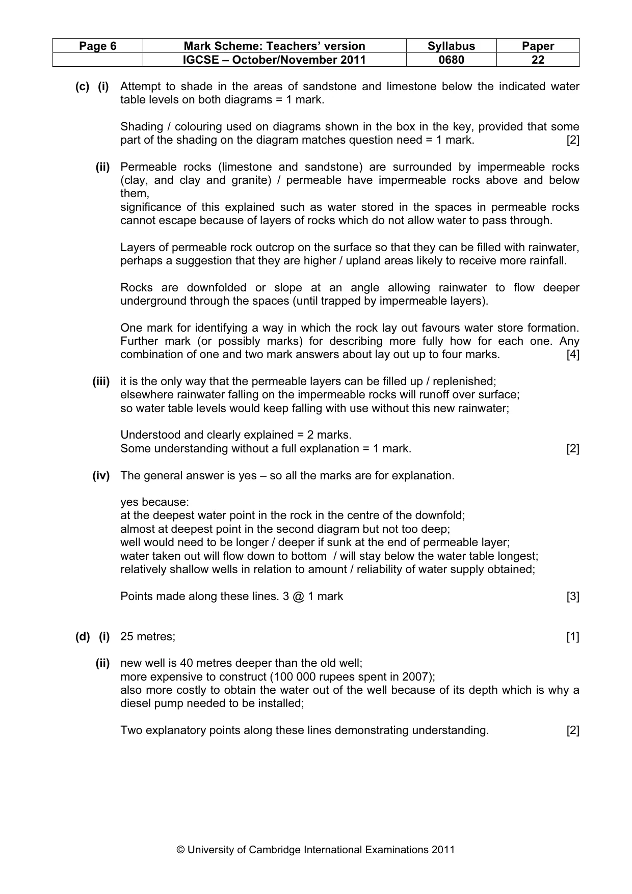 Mark scheme, page 6 of 8